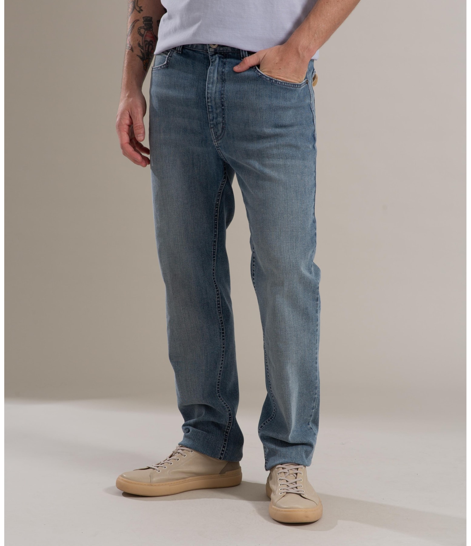 Calça High Confort Stretch Tradicional 5 Rchl241 Lavado Médio