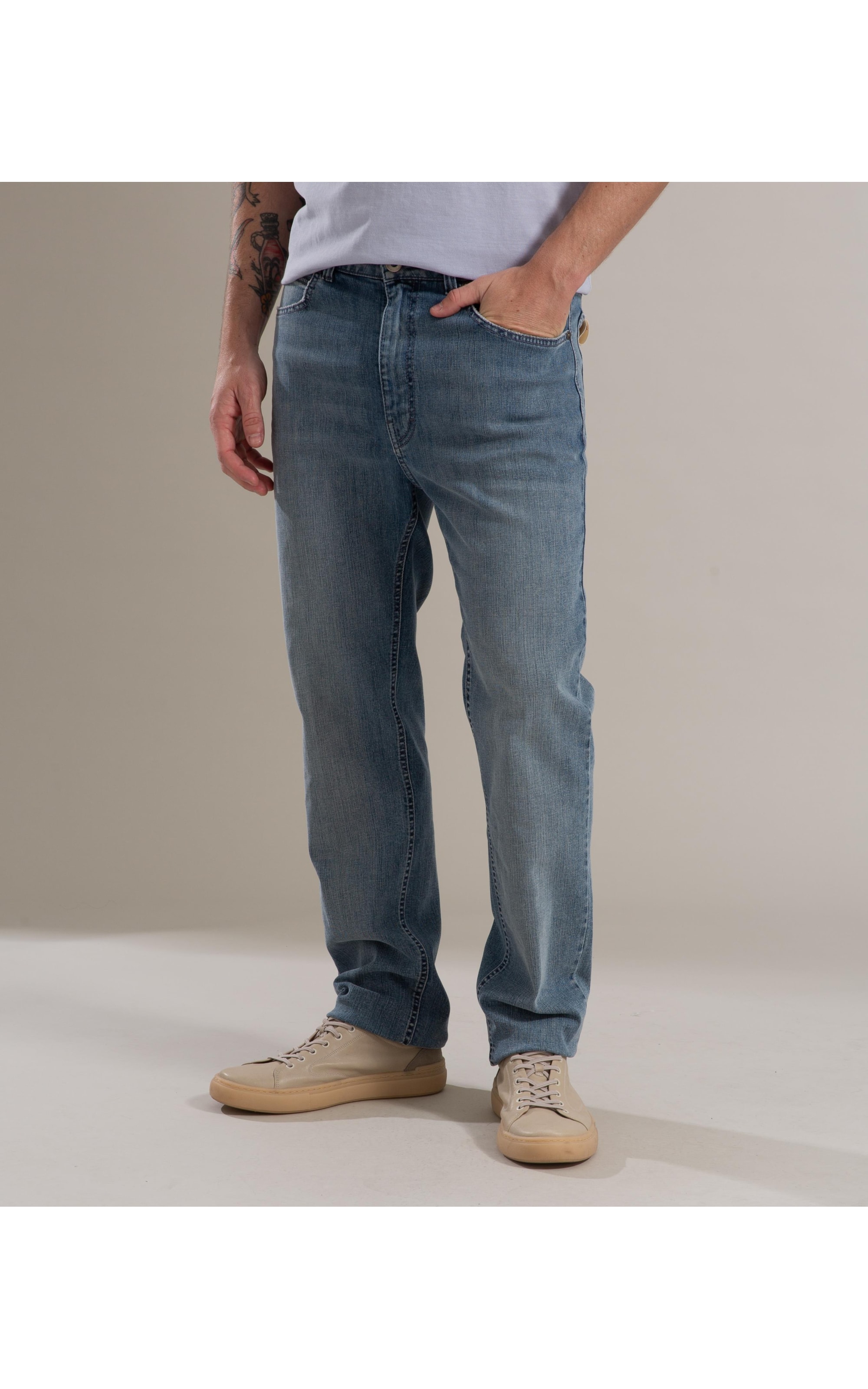 Calça High Confort Stretch Tradicional 5 Rchl241 Lavado Médio