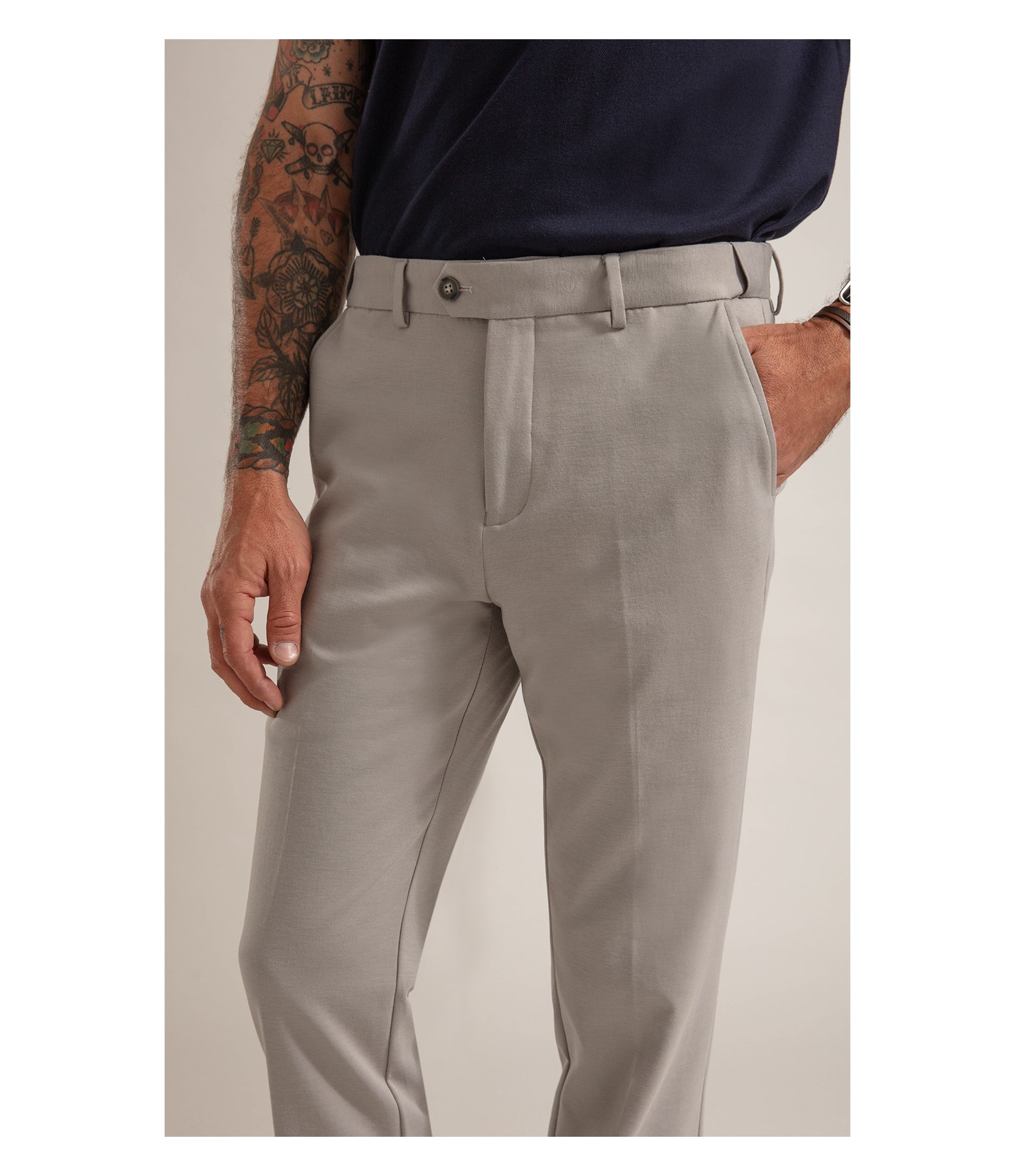 Calça Interlock Knitted Flex Cinza Claro