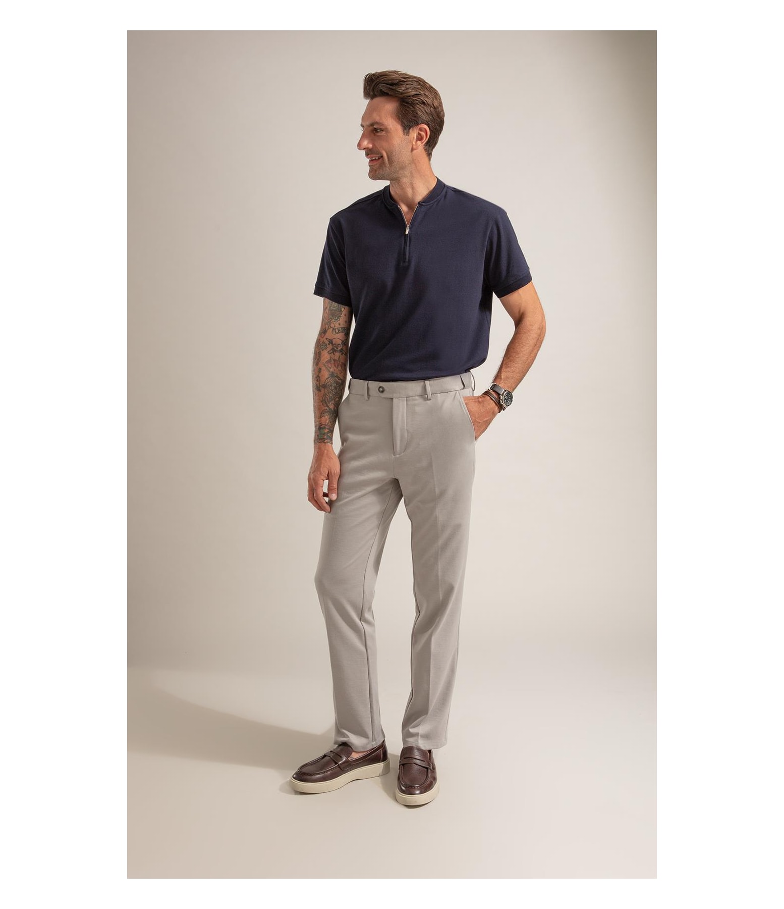 Calça Interlock Knitted Flex Cinza Claro