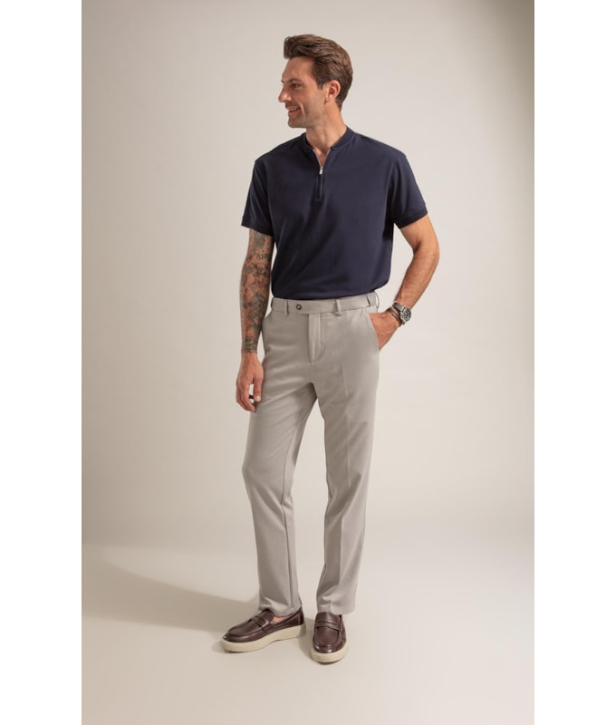 Calça Interlock Knitted Flex Cinza Claro