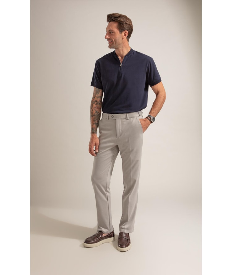 Calça Interlock Knitted Flex Cinza Claro