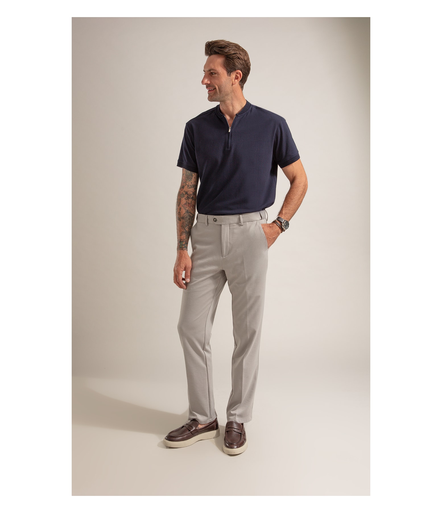 Calça Interlock Knitted Flex Cinza Claro