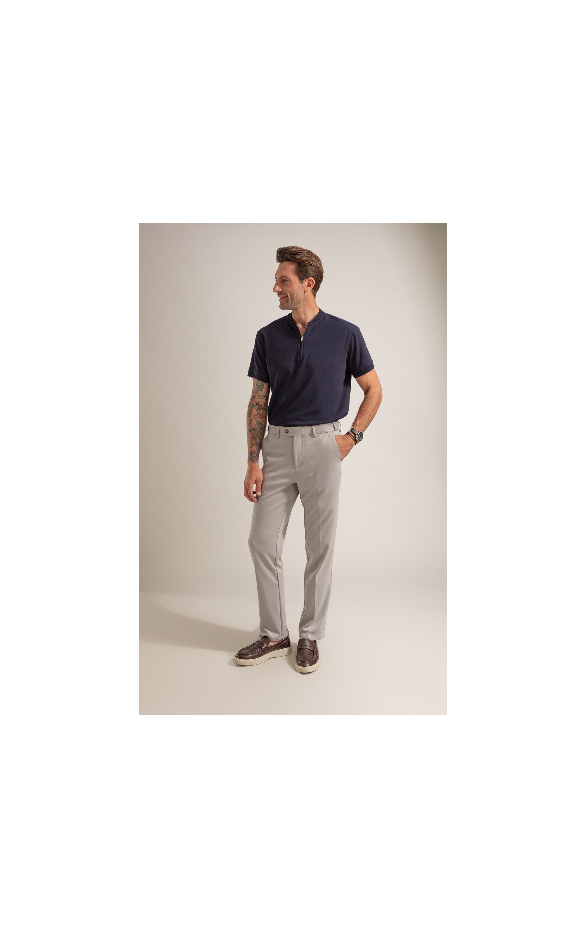 Calça Interlock Knitted Flex Cinza Claro