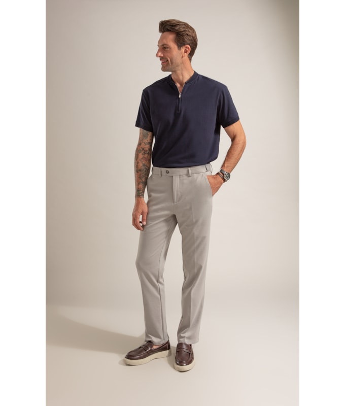 Calça Interlock Knitted Flex Cinza Claro