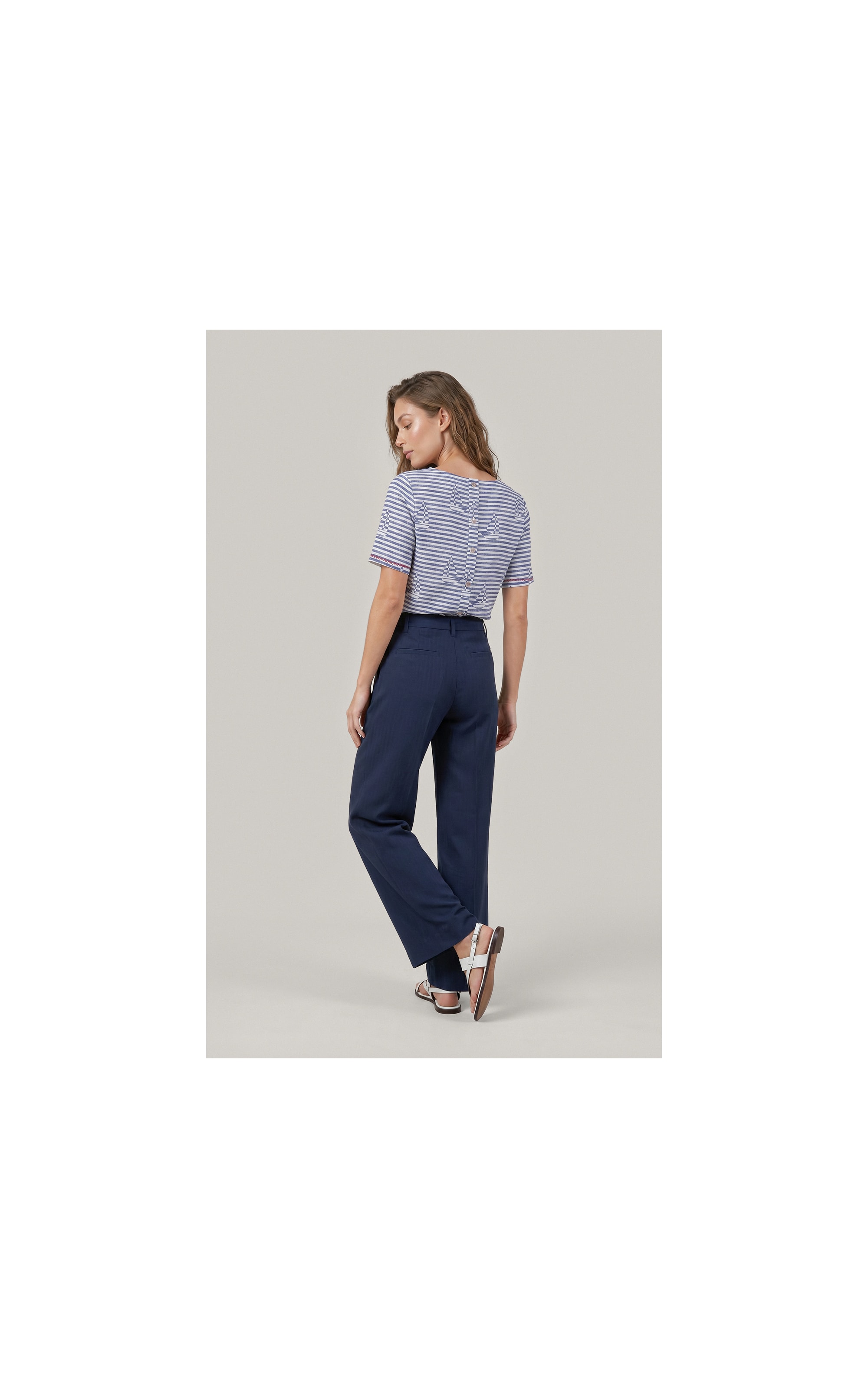 Calca Izzi Path d Eph Peach Chevron Dark Navy