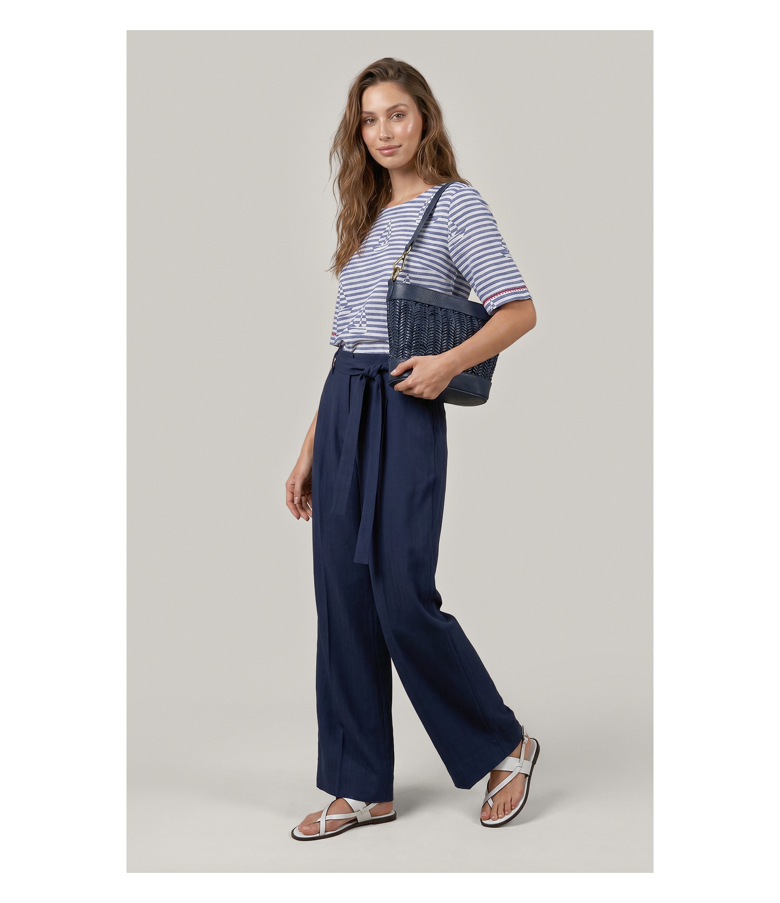 Calca Izzi Path d Eph Peach Chevron Dark Navy