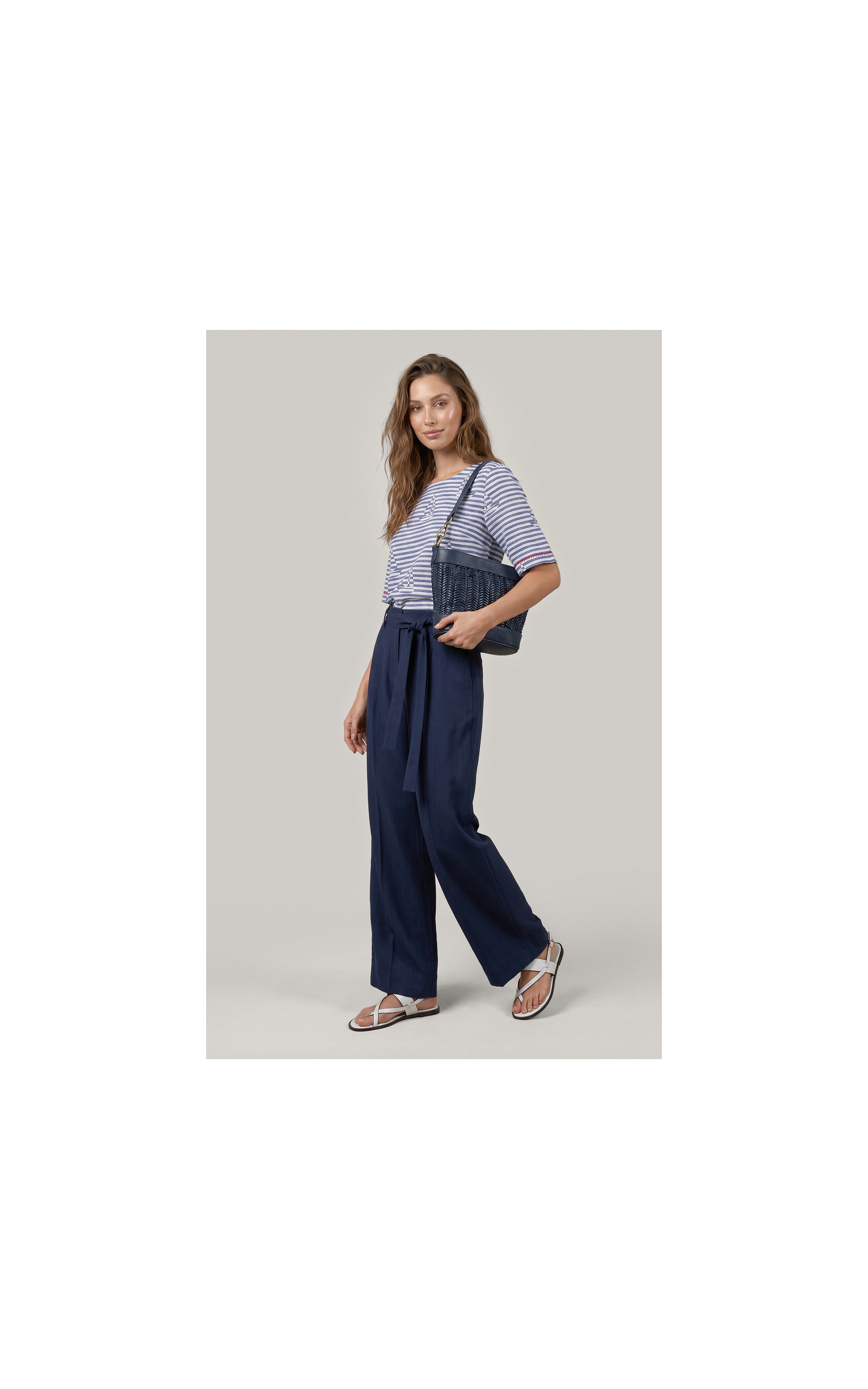 Calca Izzi Path d Eph Peach Chevron Dark Navy