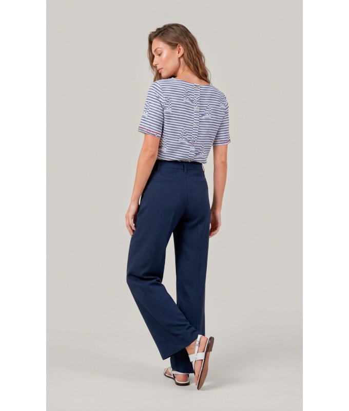 Calca Izzi Path d Eph Peach Chevron Dark Navy