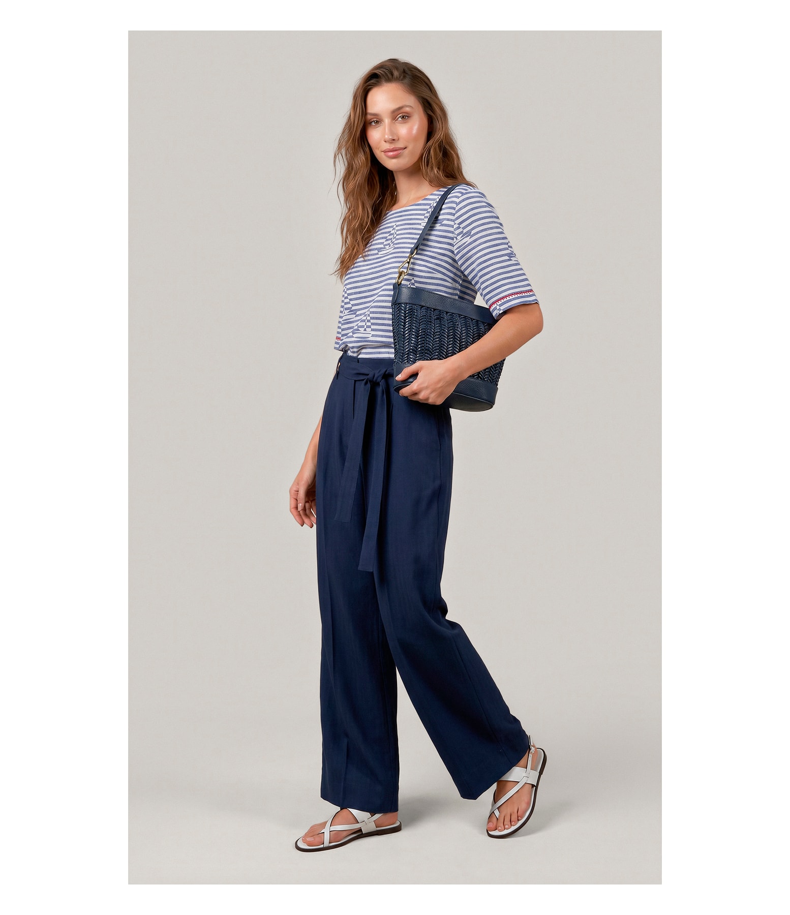 Calca Izzi Path d Eph Peach Chevron Dark Navy