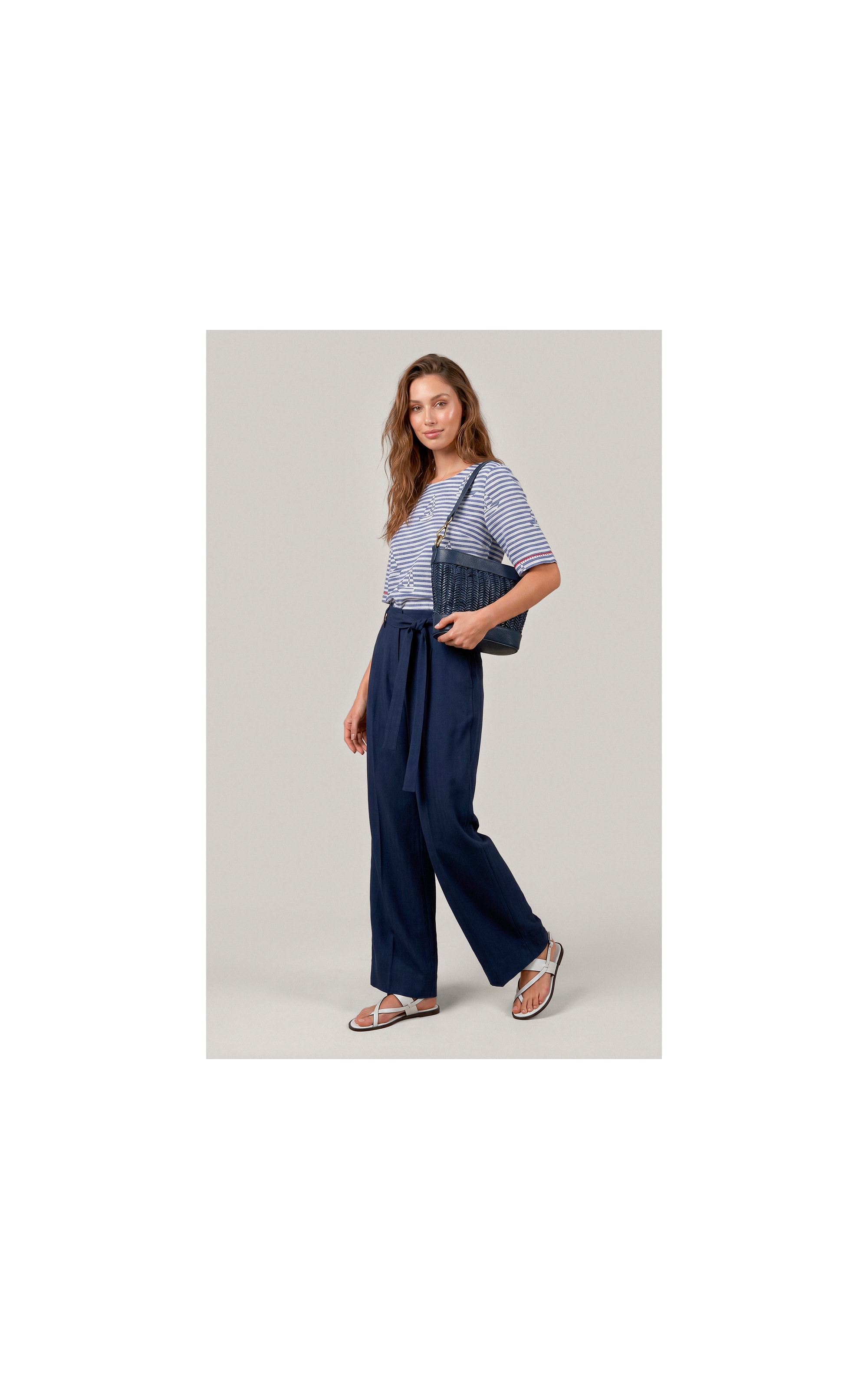 Calca Izzi Path d Eph Peach Chevron Dark Navy