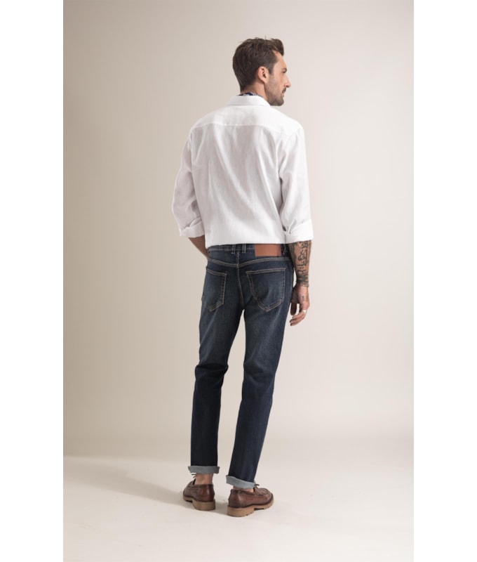 Calça Jeans Dark Forest Custom Fit Five Escuro C/ Used