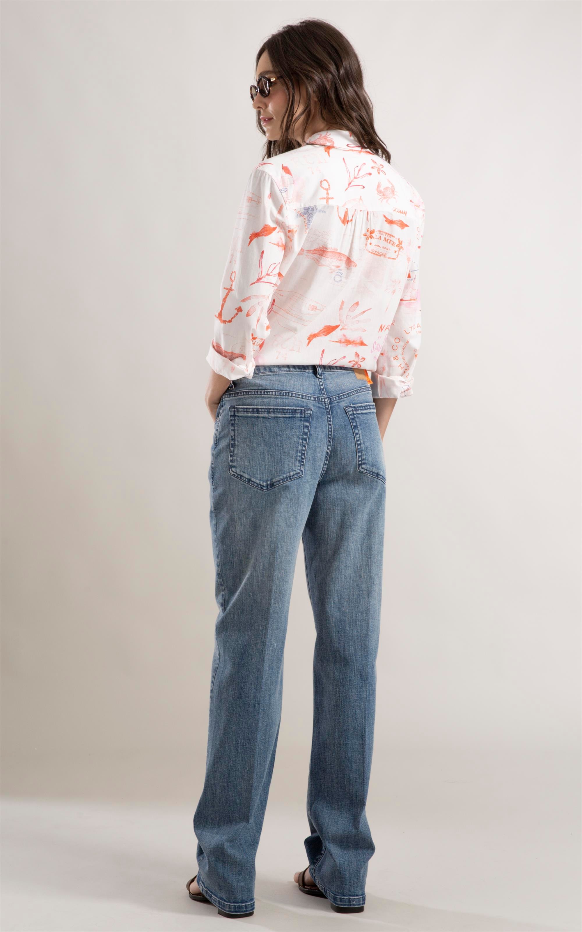 Calça Jeans Reta Ammy High Comfort Lav. Medio C/Matiz