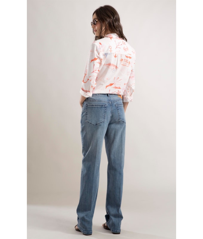 Calça Jeans Reta Ammy High Comfort Lav. Medio C/Matiz