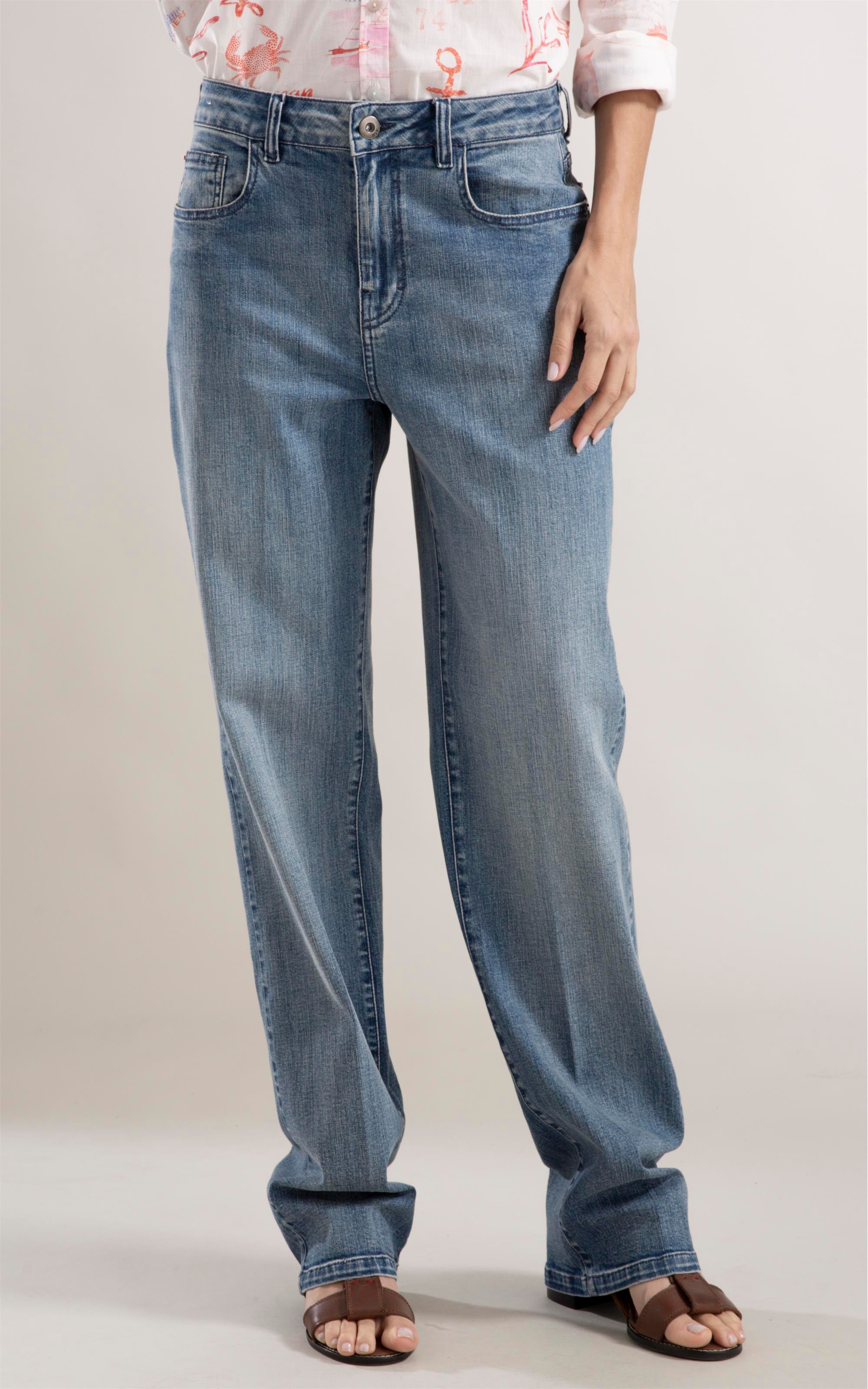 Calça Jeans Reta Ammy High Comfort Lav. Medio C/Matiz