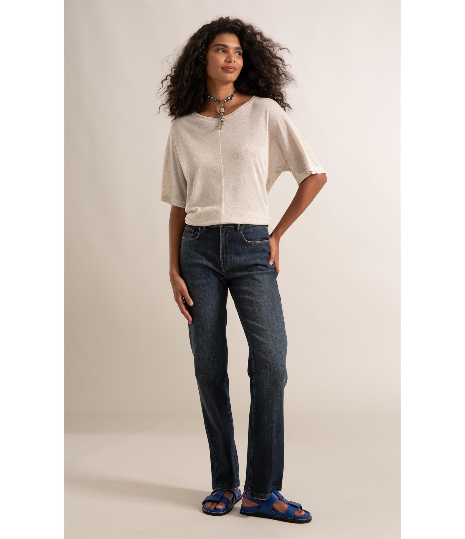 Calça Jeans Reta High Fort Five Escuro C/Matiz