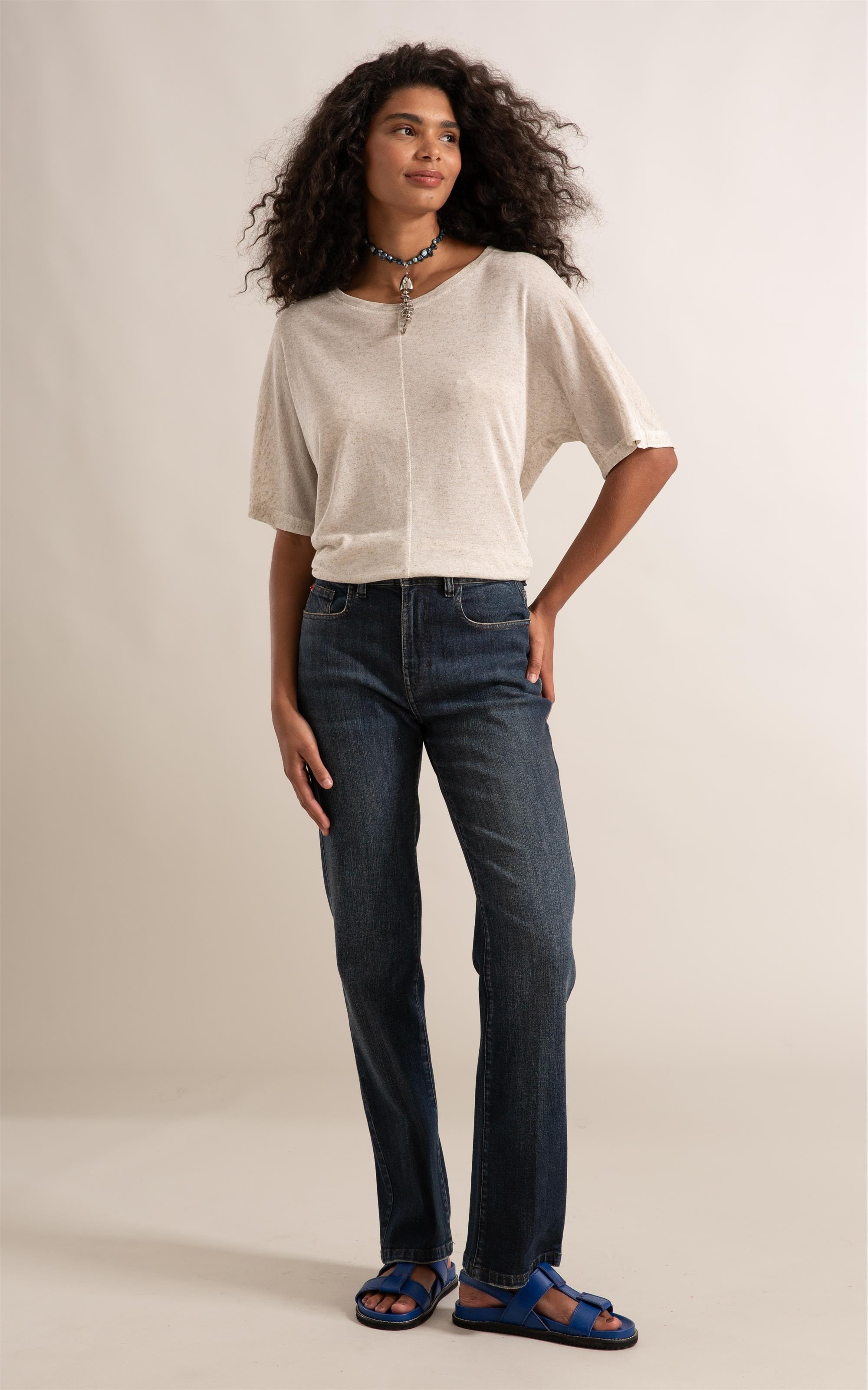 Calça Jeans Reta High Fort Five Escuro C/Matiz