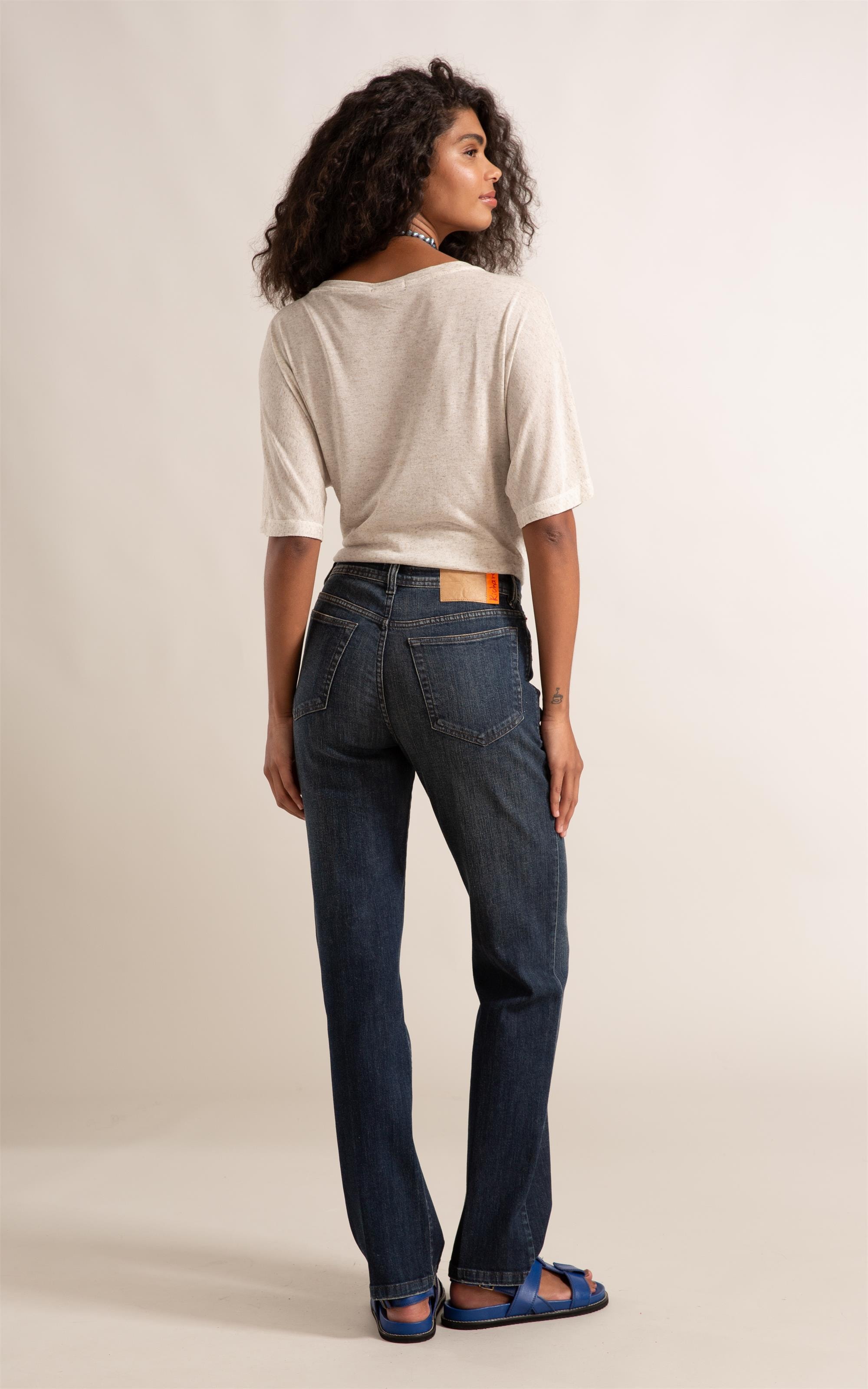 Calça Jeans Reta High Fort Five Escuro C/Matiz