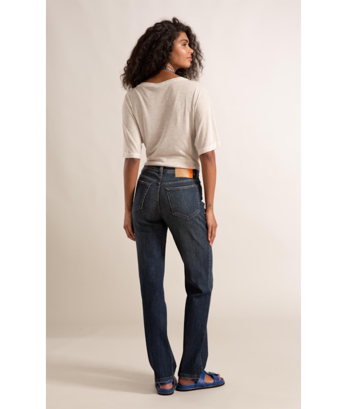 Calça Jeans Reta High Fort Five Escuro C/Matiz