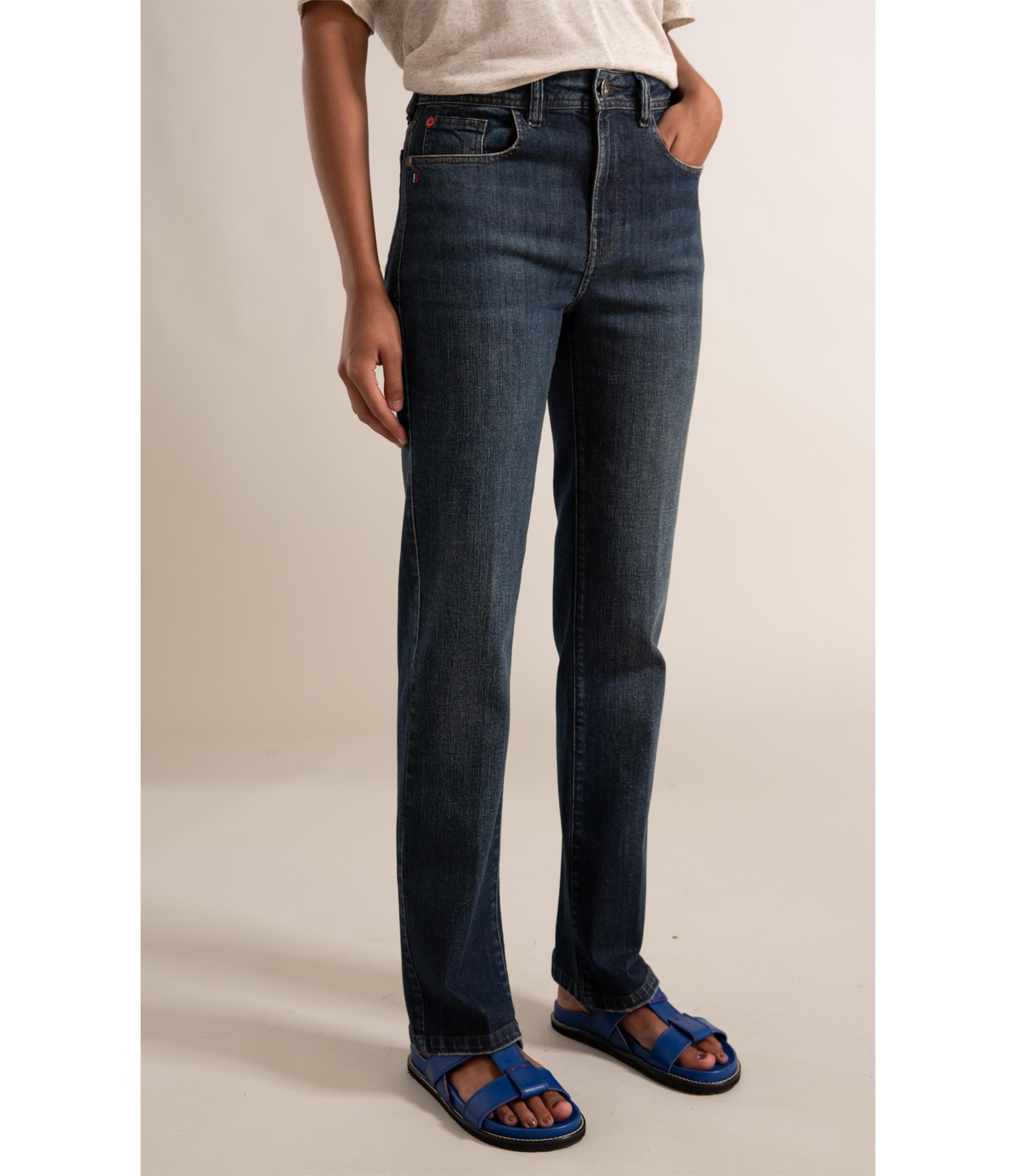 Calça Jeans Reta High Fort Five Escuro C/Matiz
