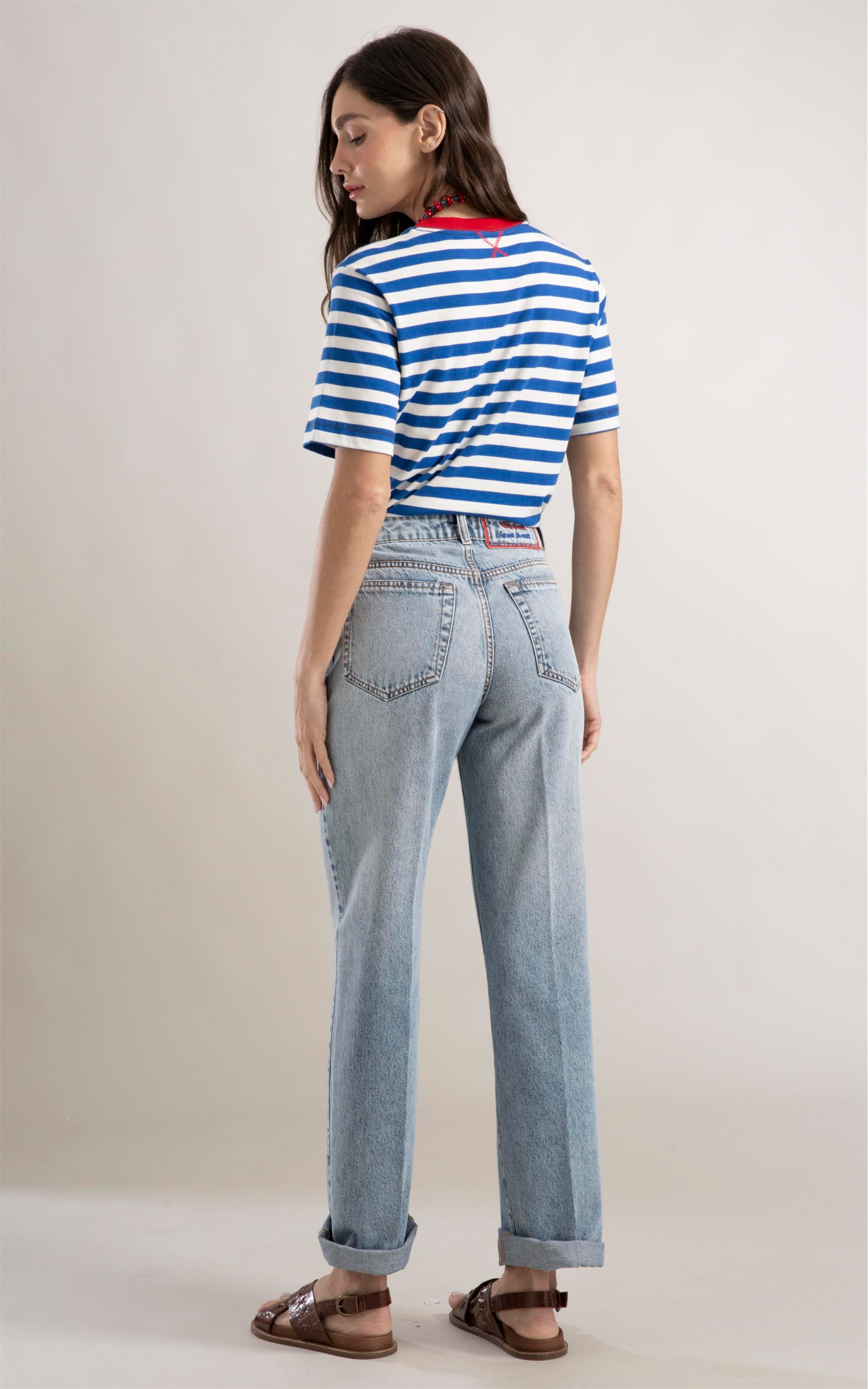 Calça Jeans Reta Penny Vintage Denim Lav. Claro C/Used