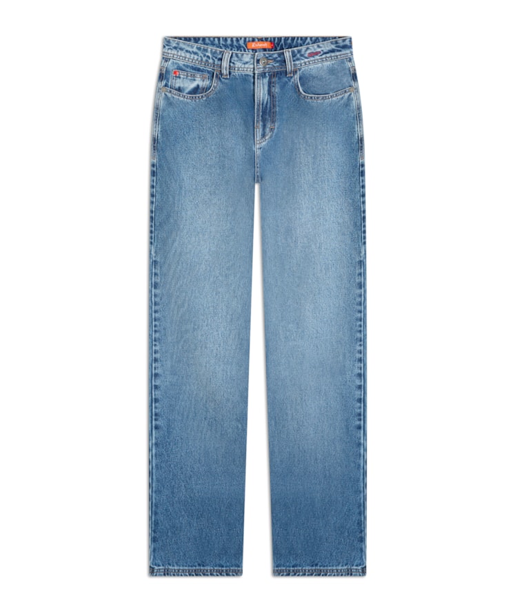 Calça Jeans Reta Vintage Denim Claro C/ Used