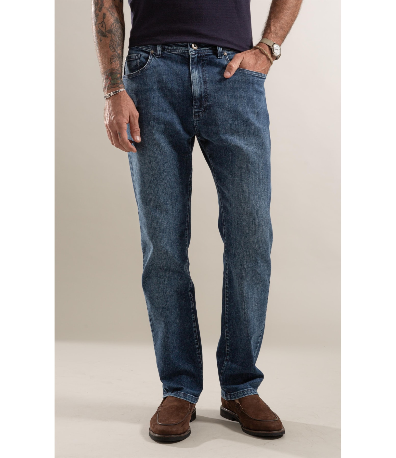 Calça Jeans Tradicional High Comfort  Lav.Medio C/ Tank