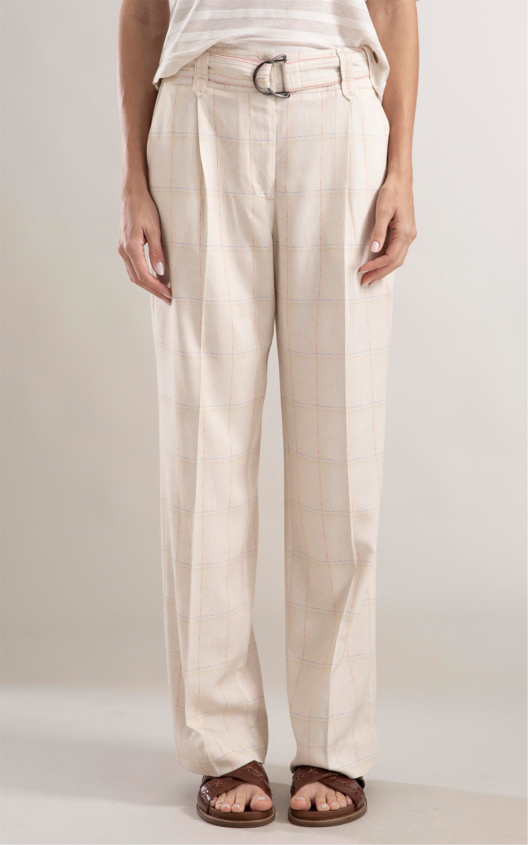 Calça Lila Reta Coast Plaid Natural