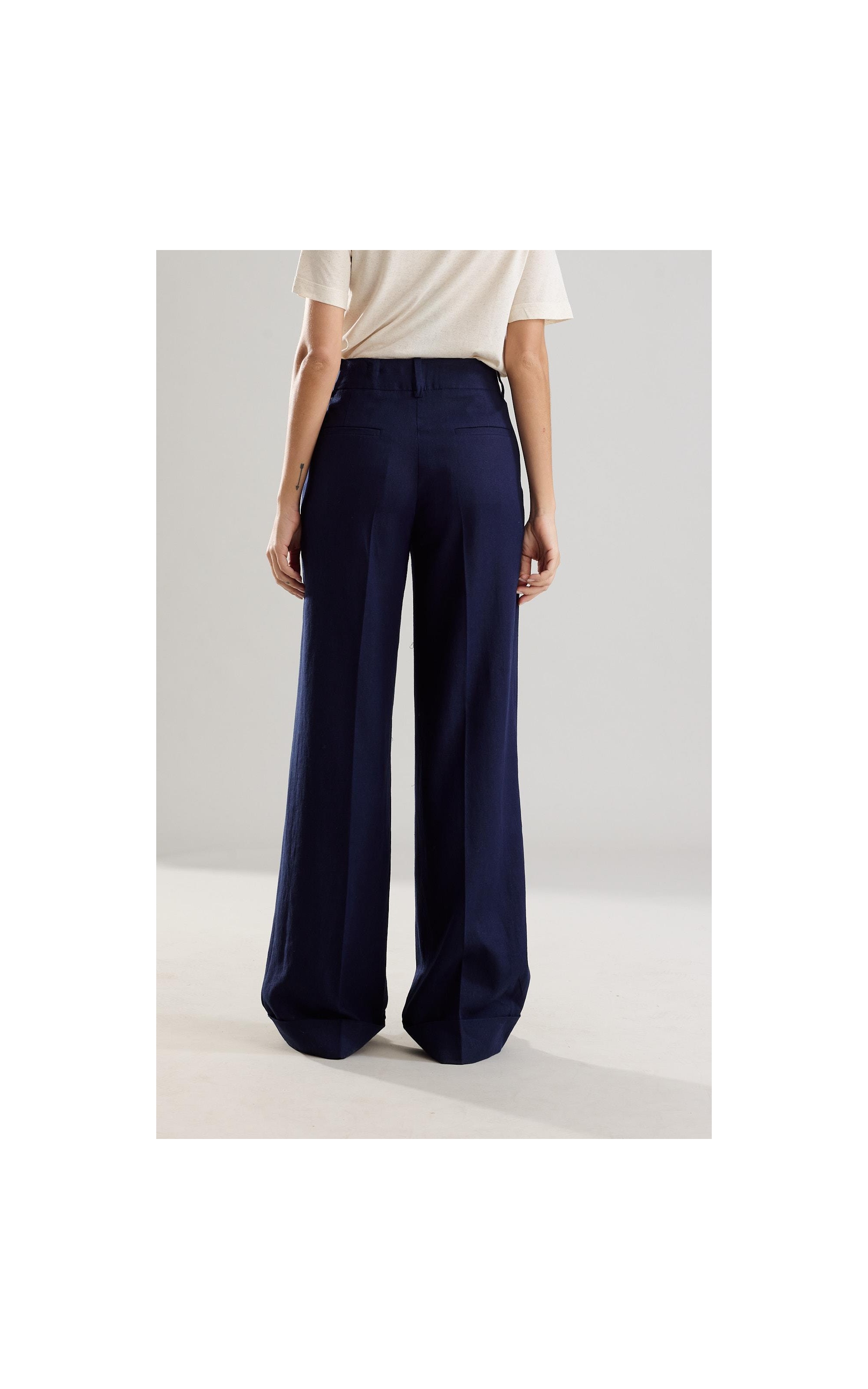 Calça Linho  Alanis  Washed Old Purple