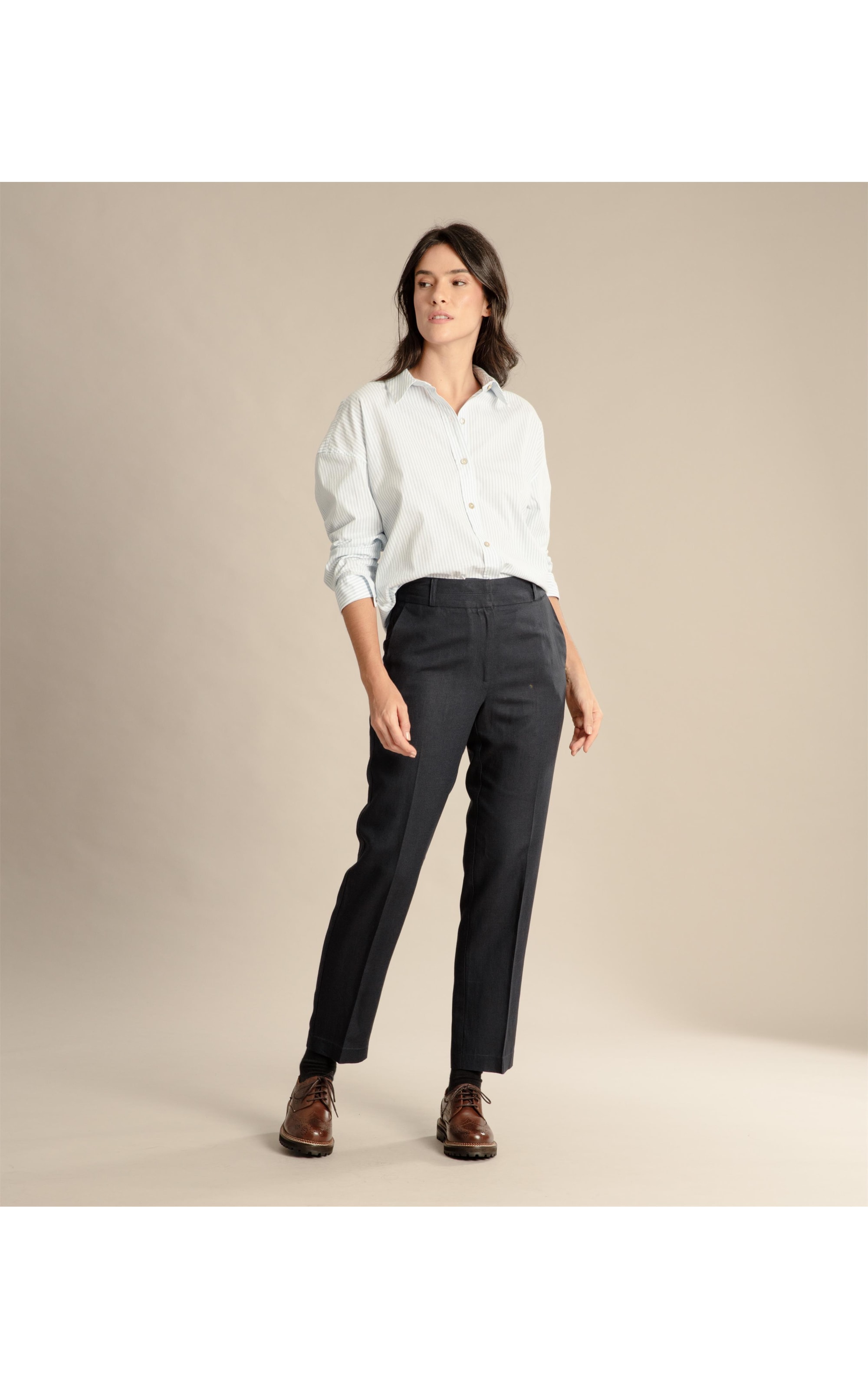 Calça Linho  Alder Fishbone Marinho