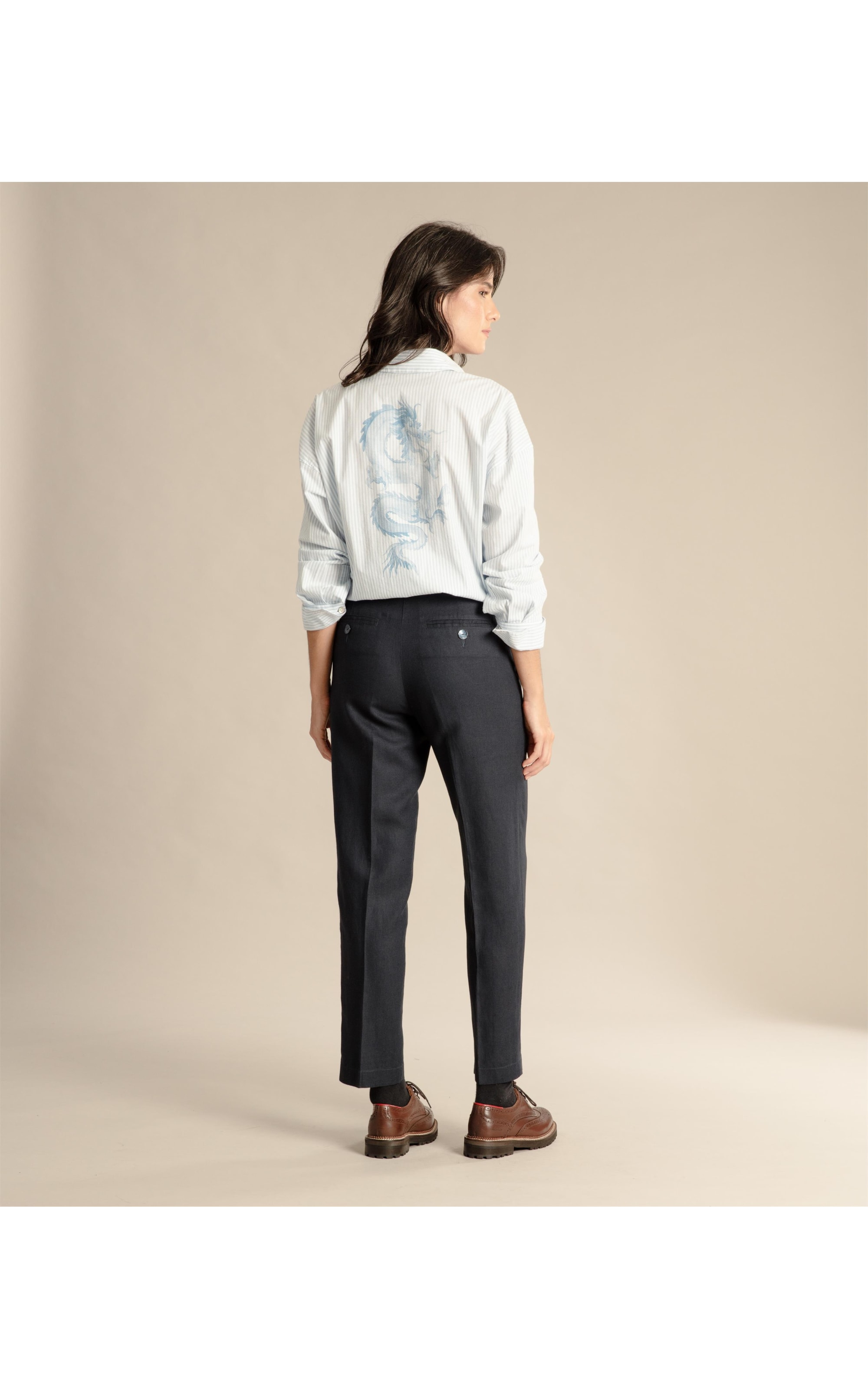 Calça Linho  Alder Fishbone Marinho