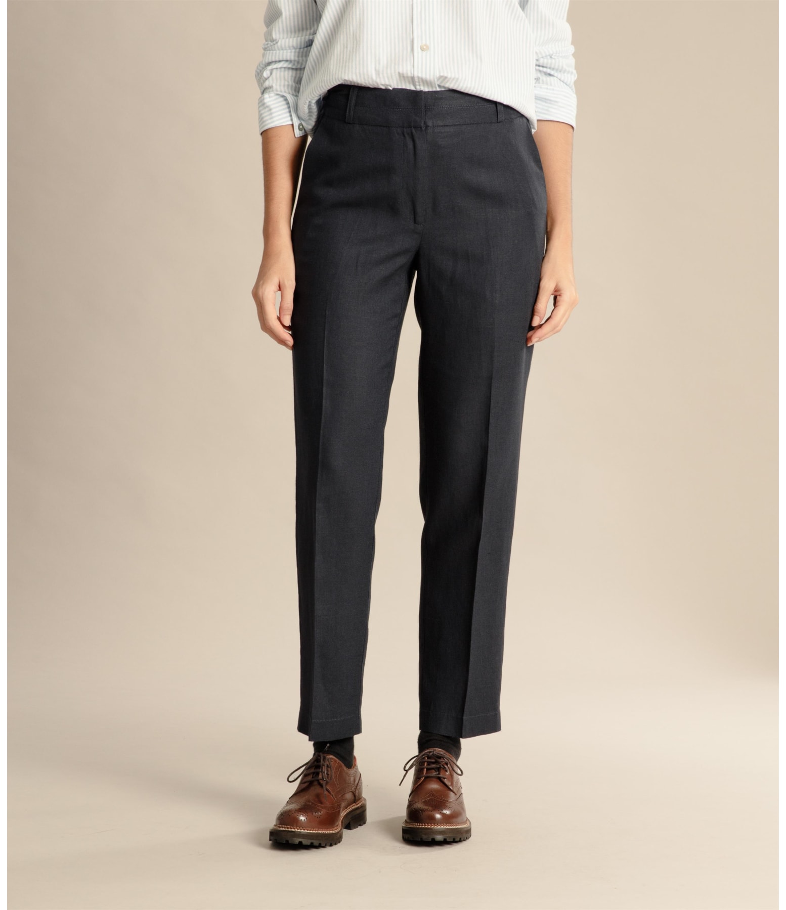 Calça Linho  Alder Fishbone Marinho
