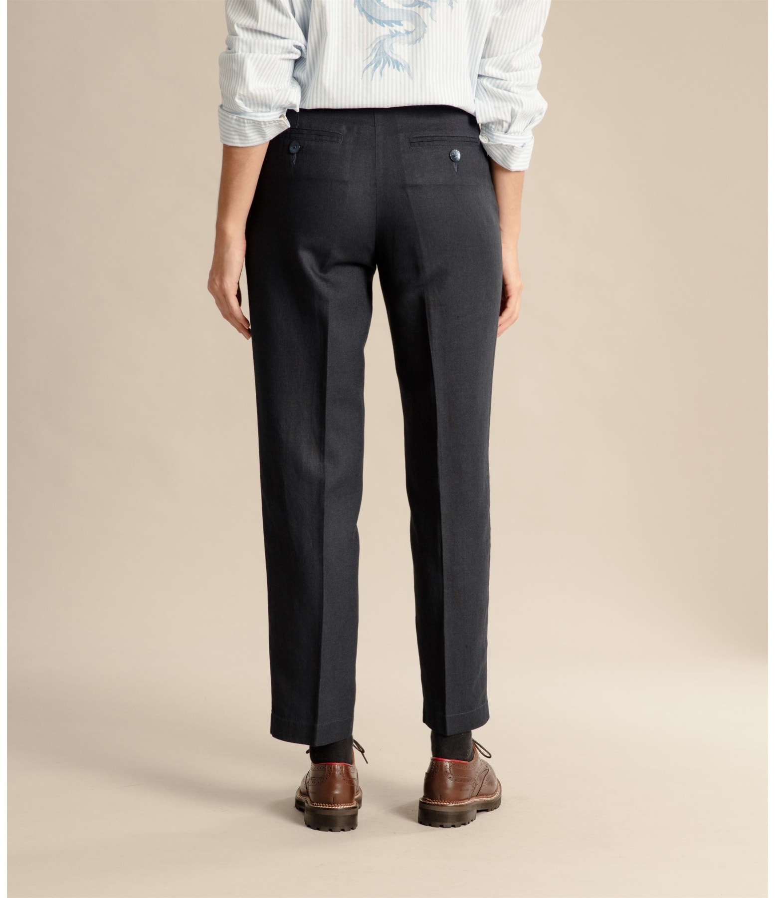 Calça Linho  Alder Fishbone Marinho