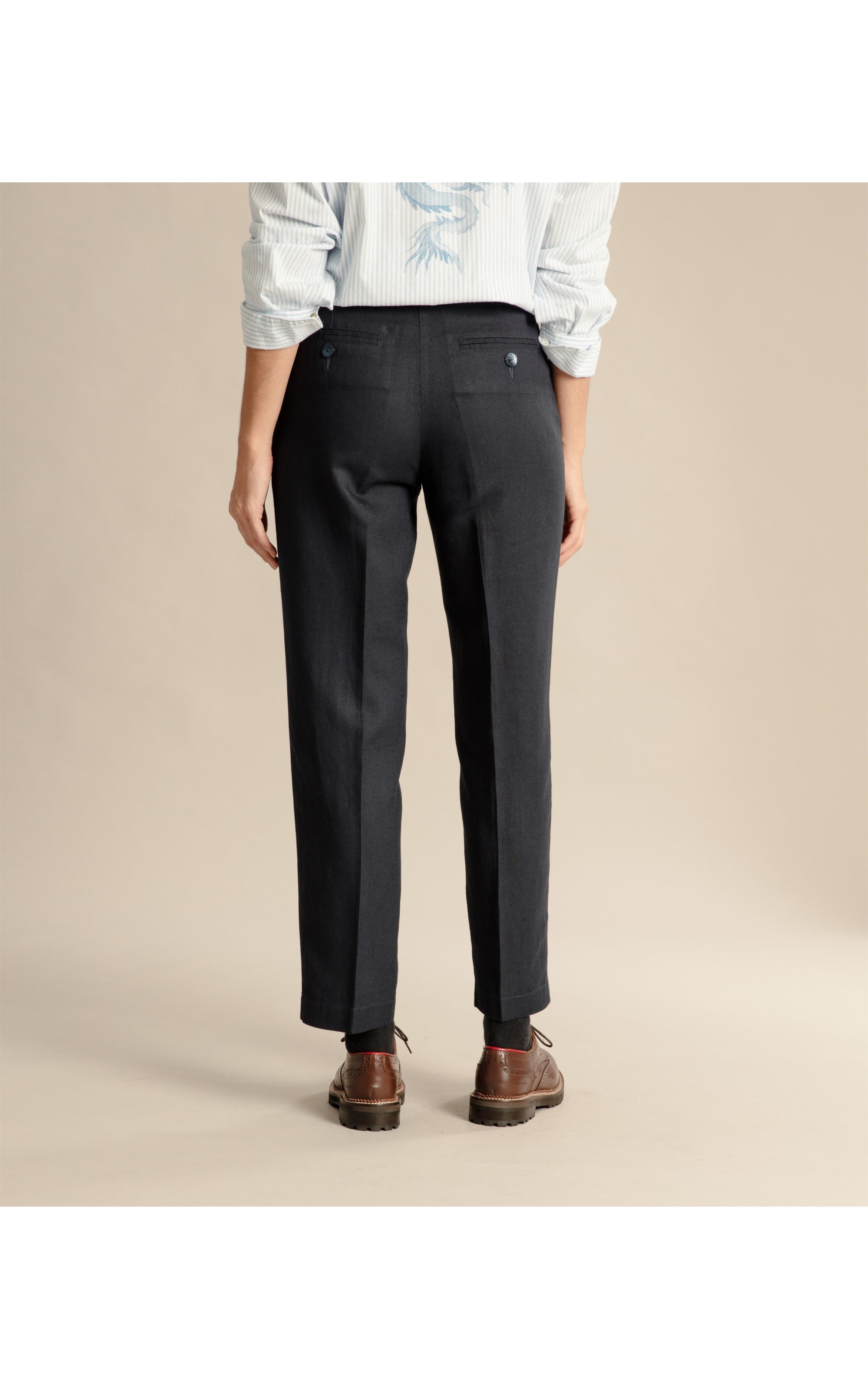 Calça Linho  Alder Fishbone Marinho