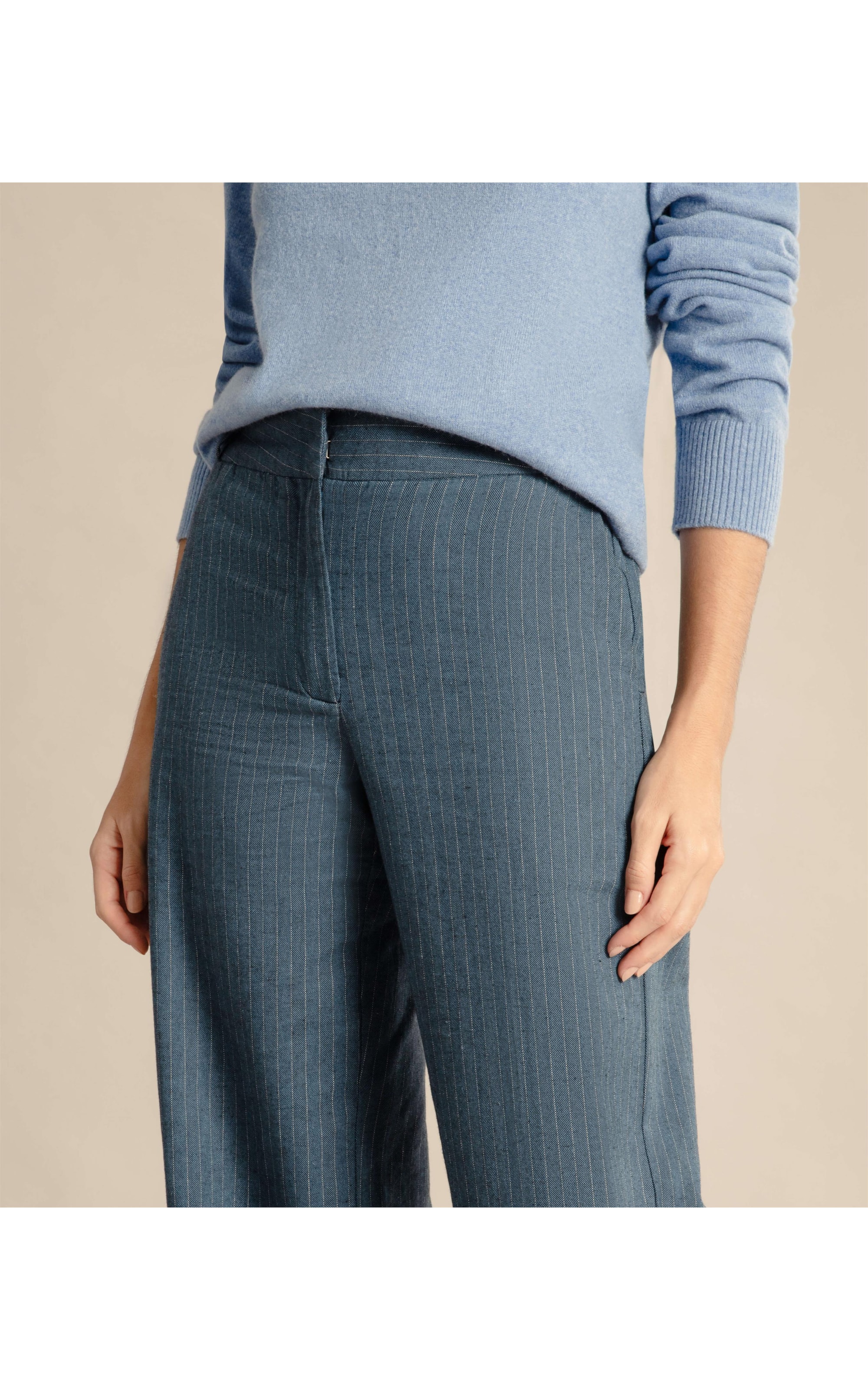 Calça Linho  Alder Fishbone Marinho