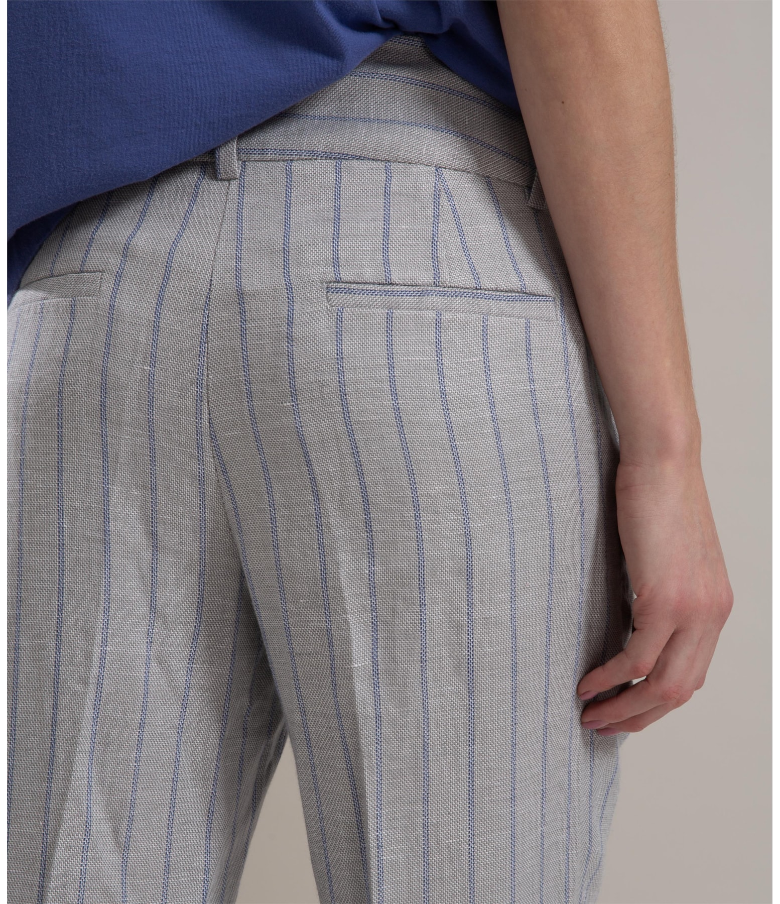 Calça Linho  Alder  Striped Silver Gray