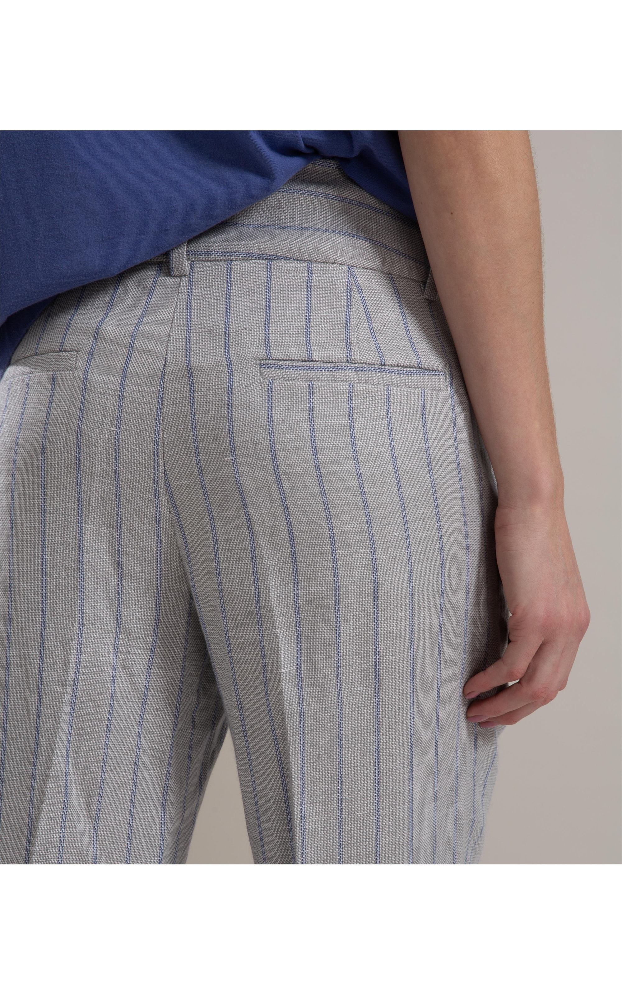 Calça Linho  Alder  Striped Silver Gray