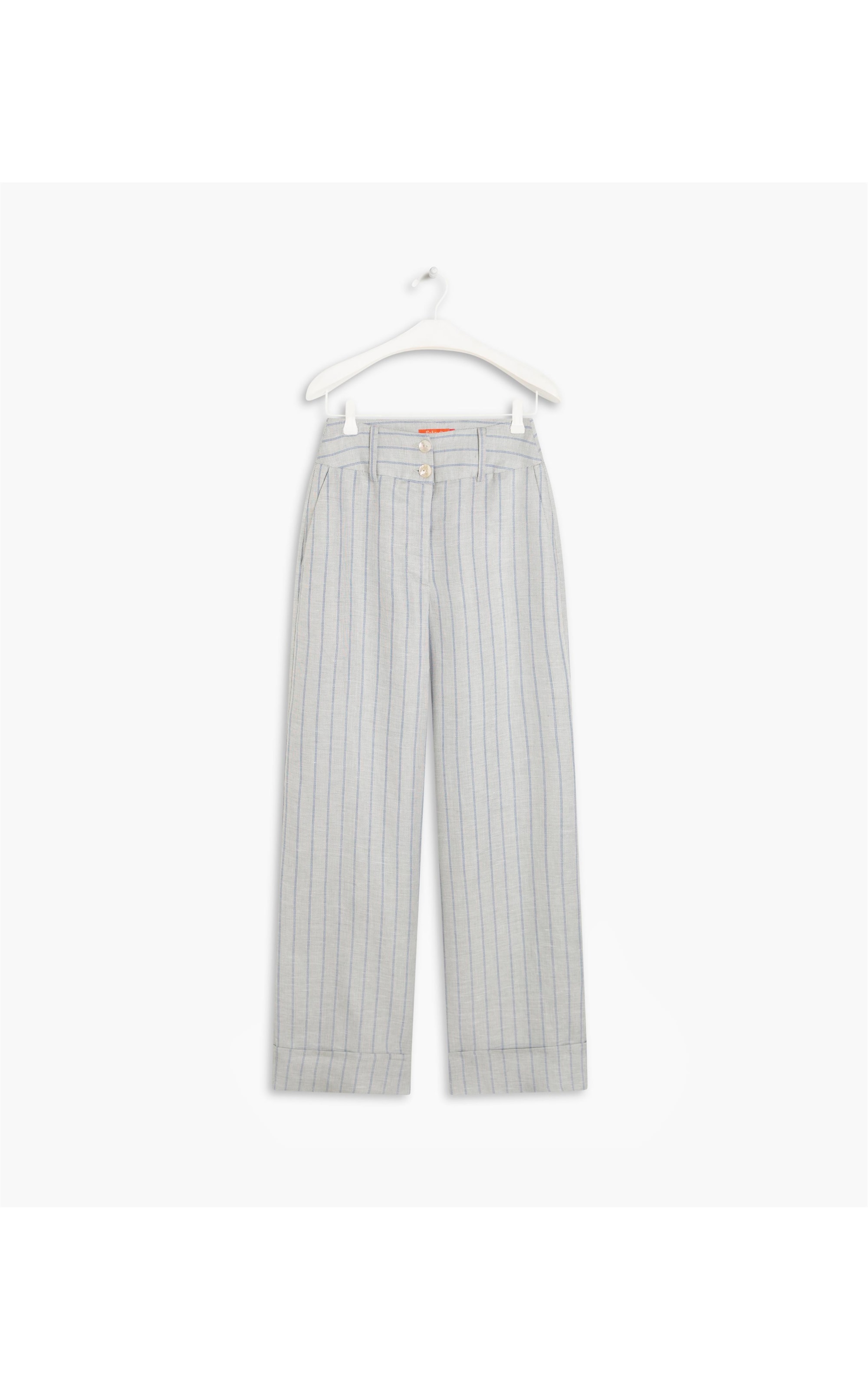 Calça Linho  Alder  Striped Silver Gray