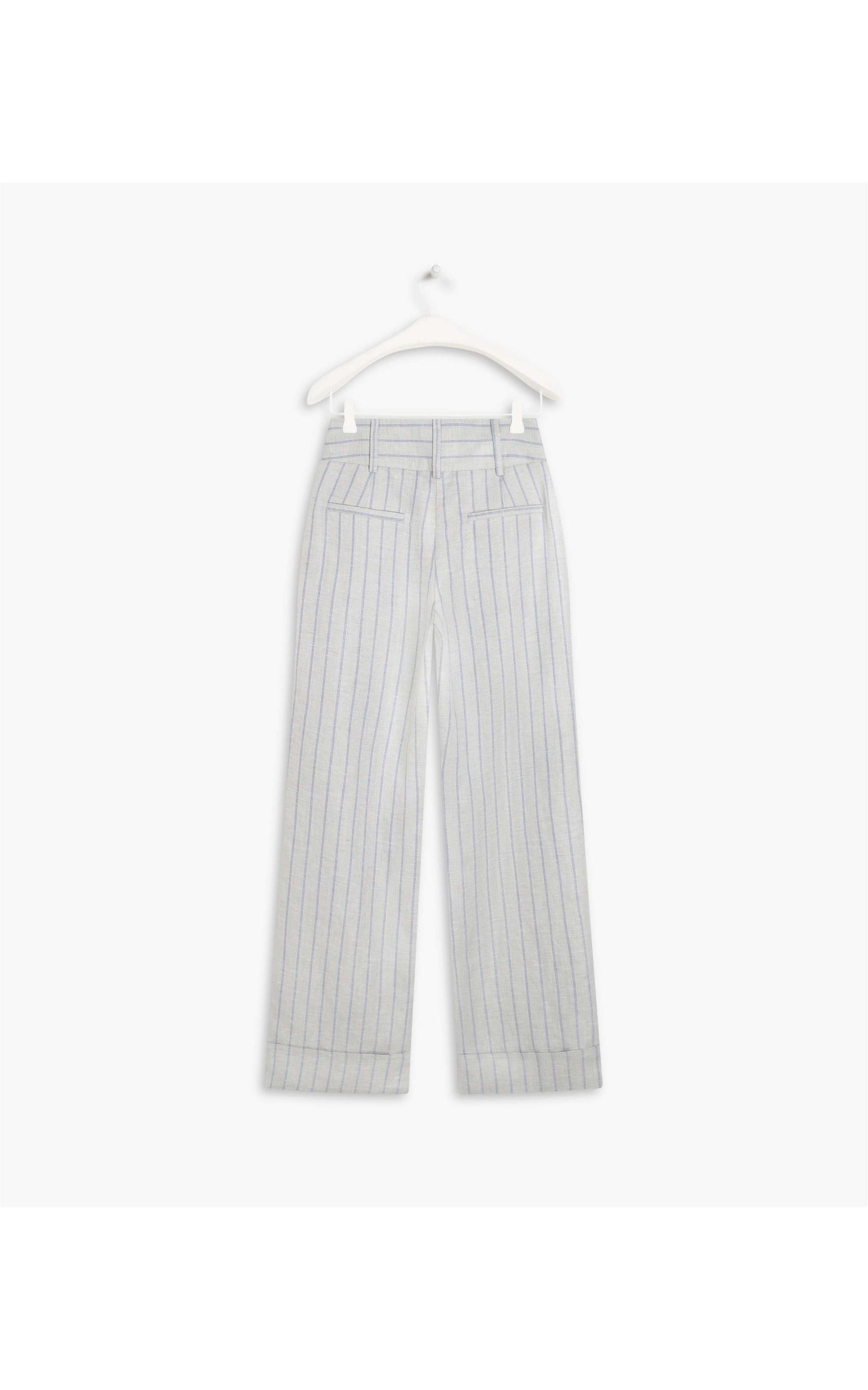 Calça Linho  Alder  Striped Silver Gray