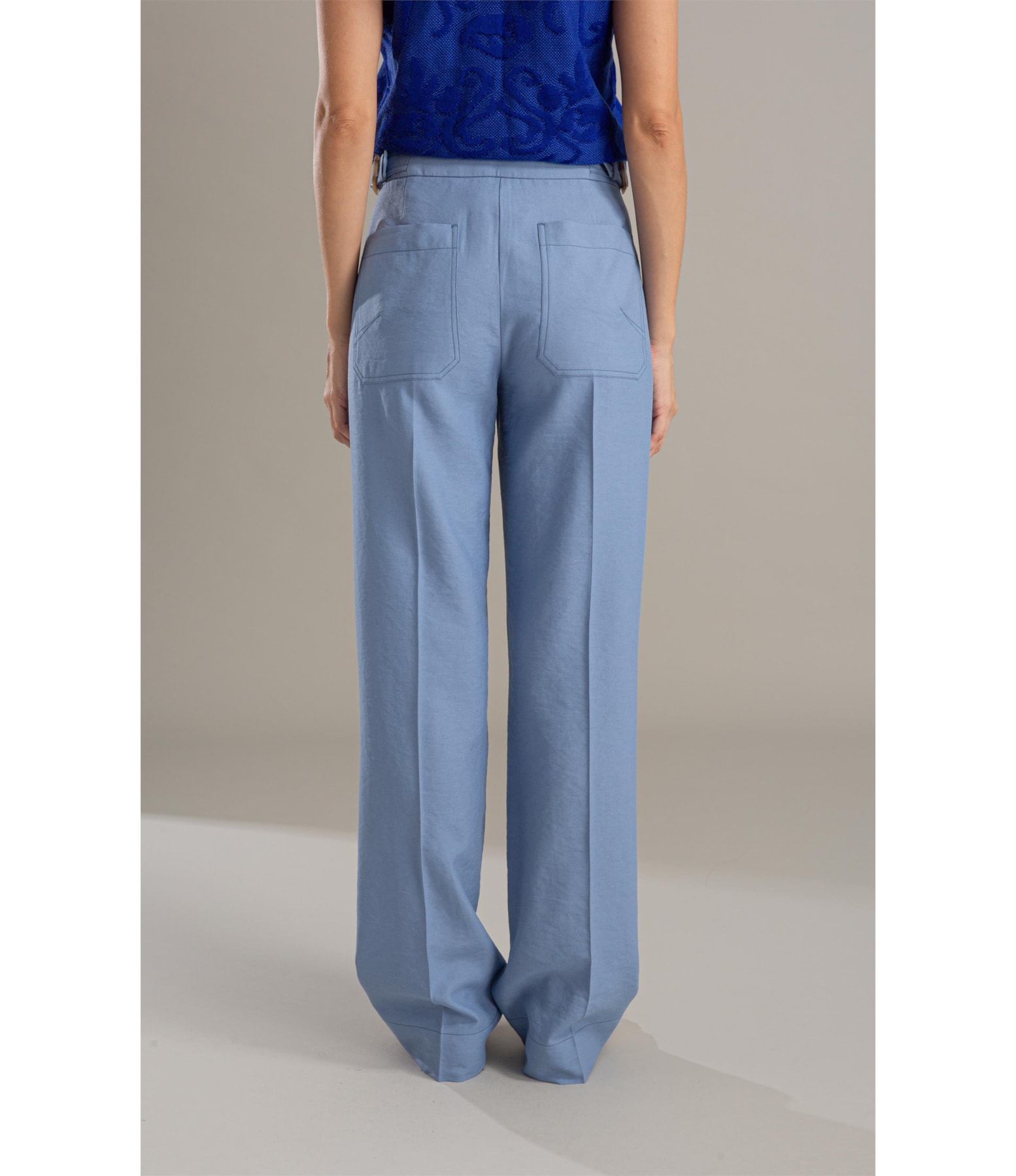 Calça Linho  Antunes Reta Azul Seco