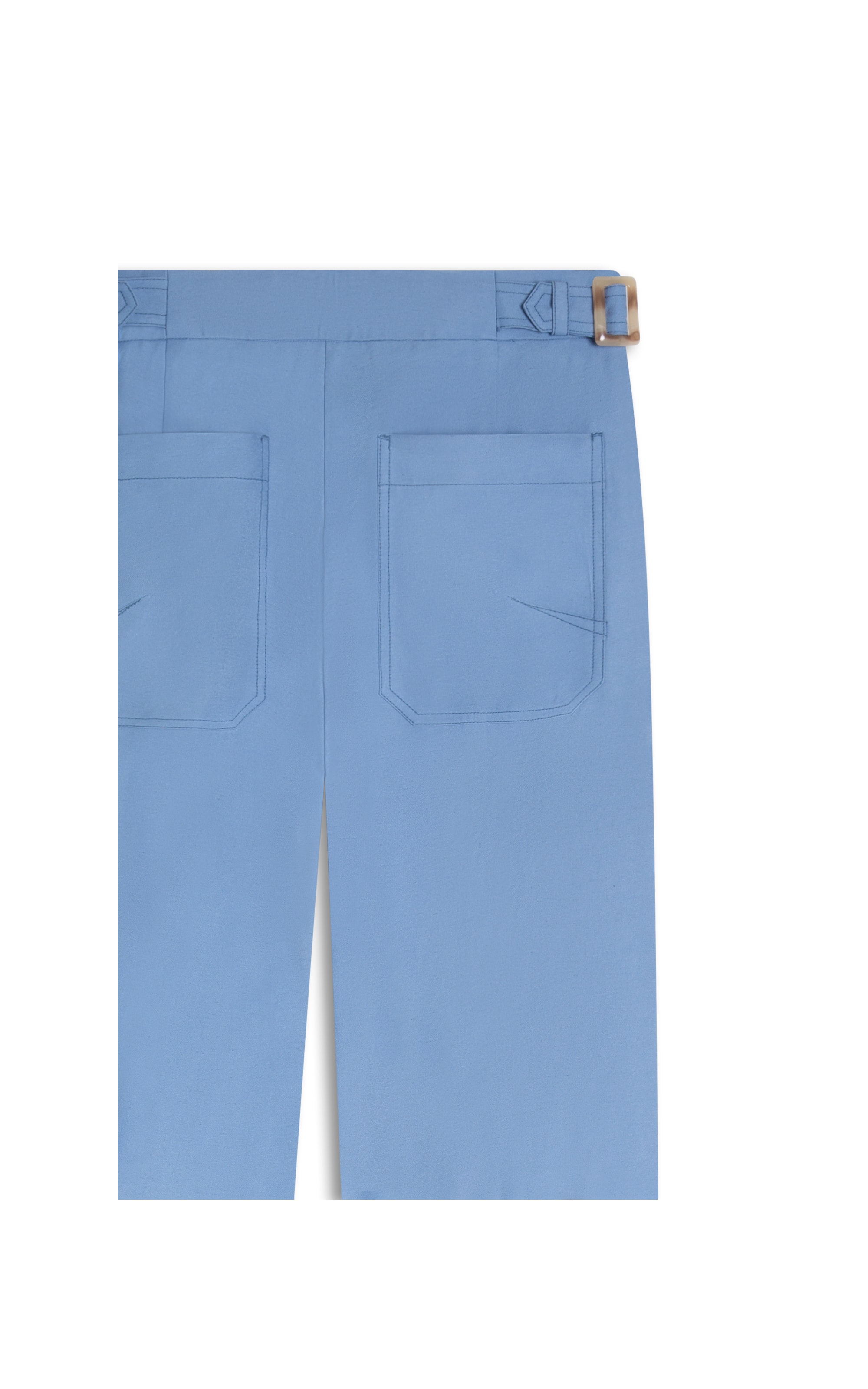 Calça Linho  Antunes Reta Azul Seco