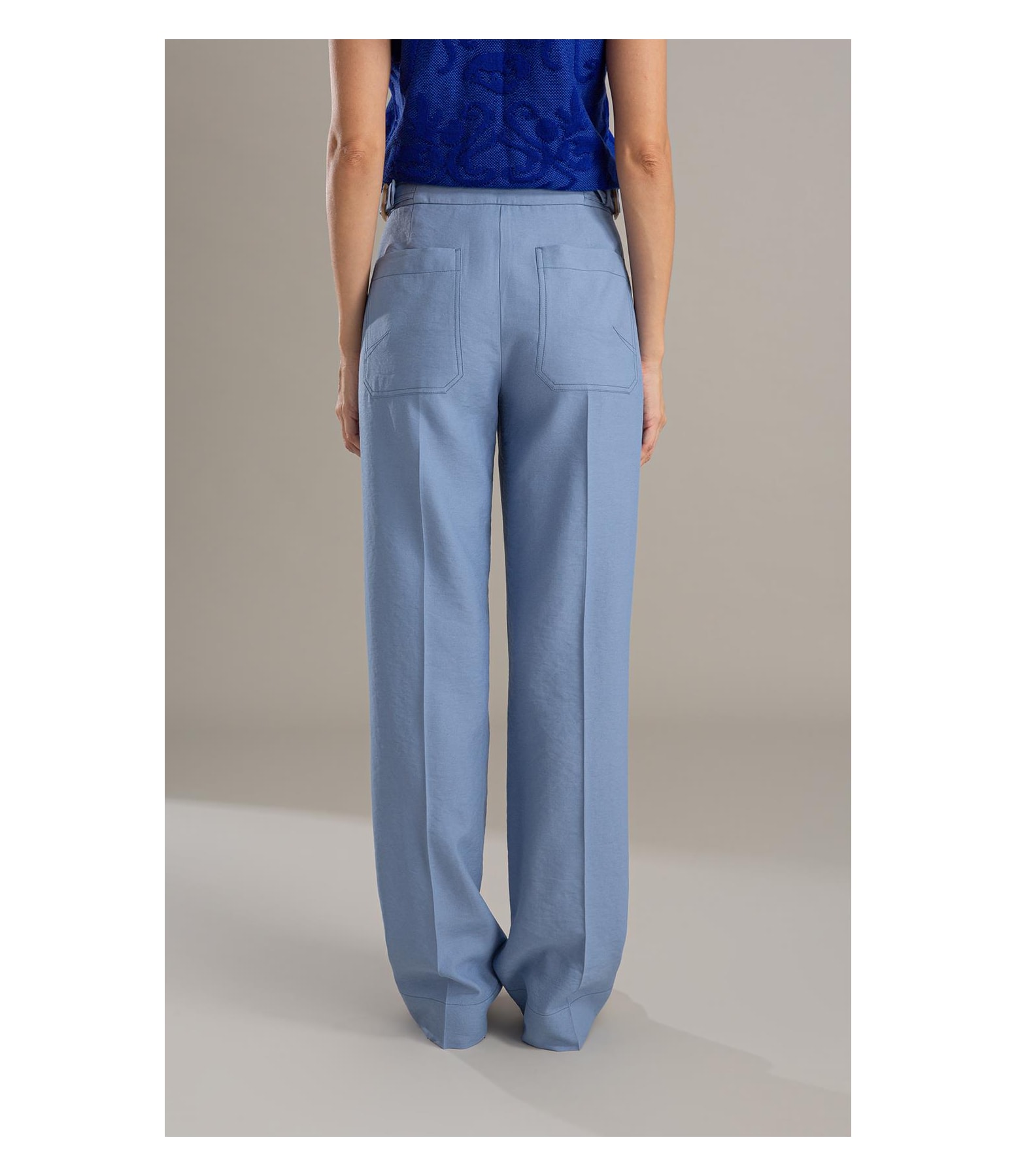 Calça Linho  Antunes Reta Azul Seco