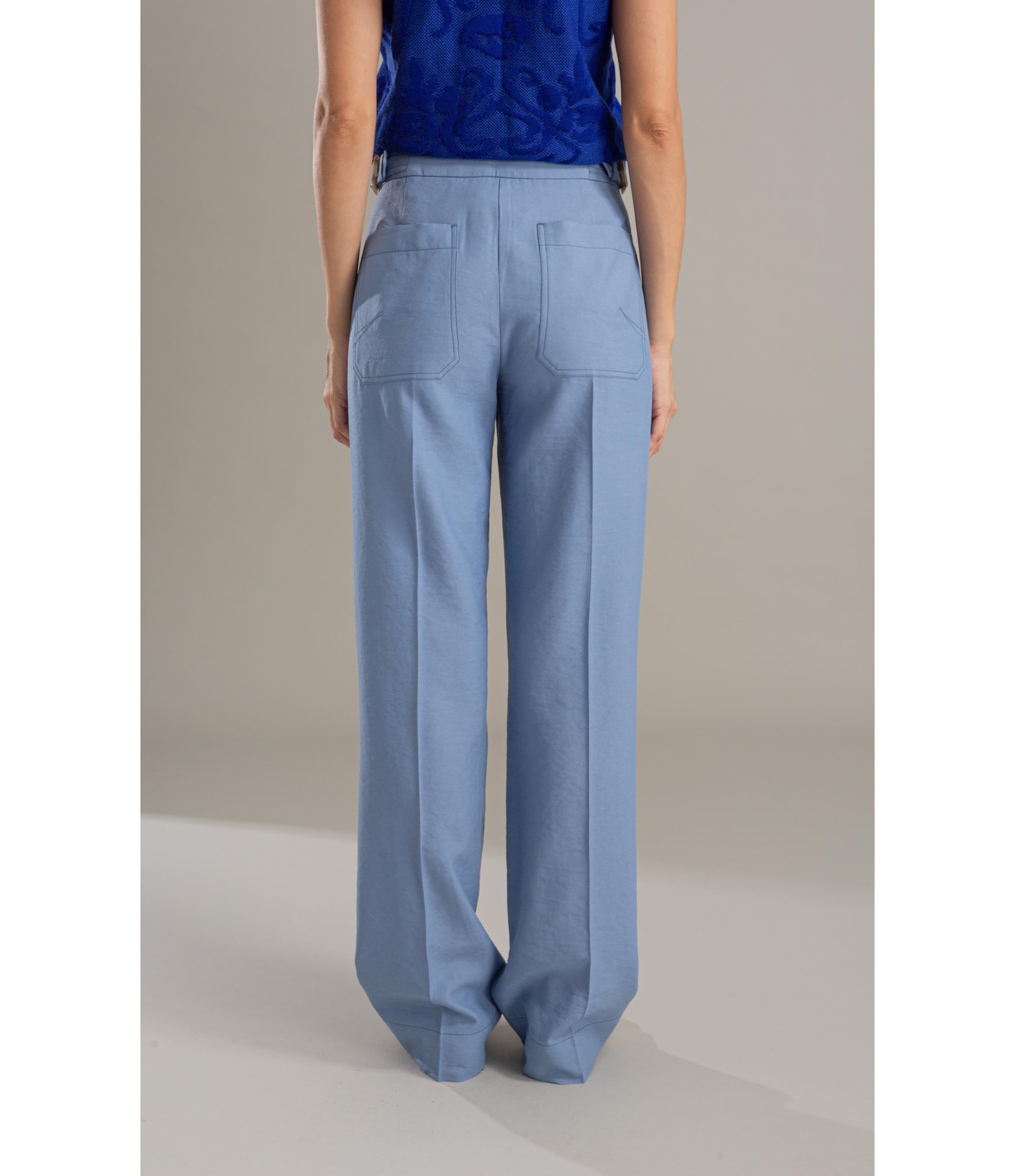 Calça Linho  Antunes Reta Azul Seco