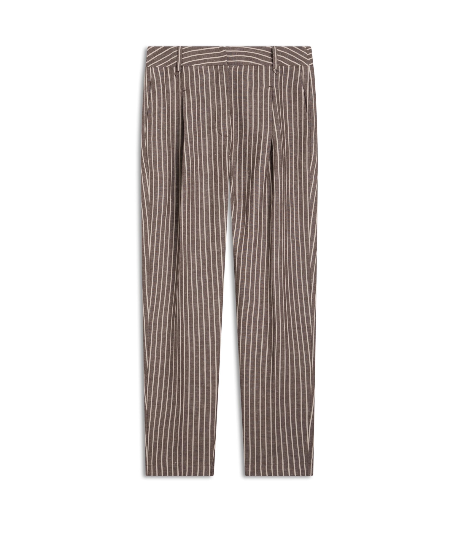 Calça Linho  Carrot  Striped Marrom