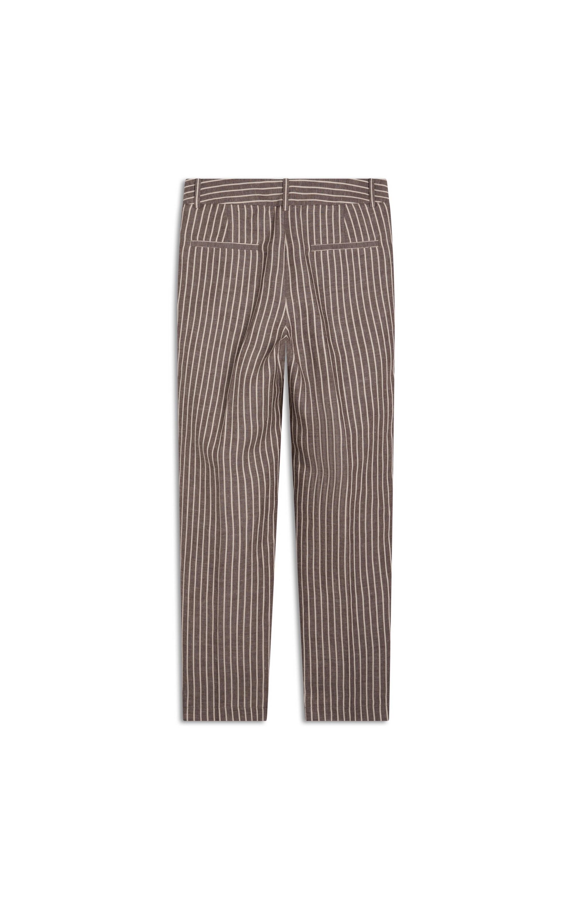 Calça Linho  Carrot  Striped Marrom