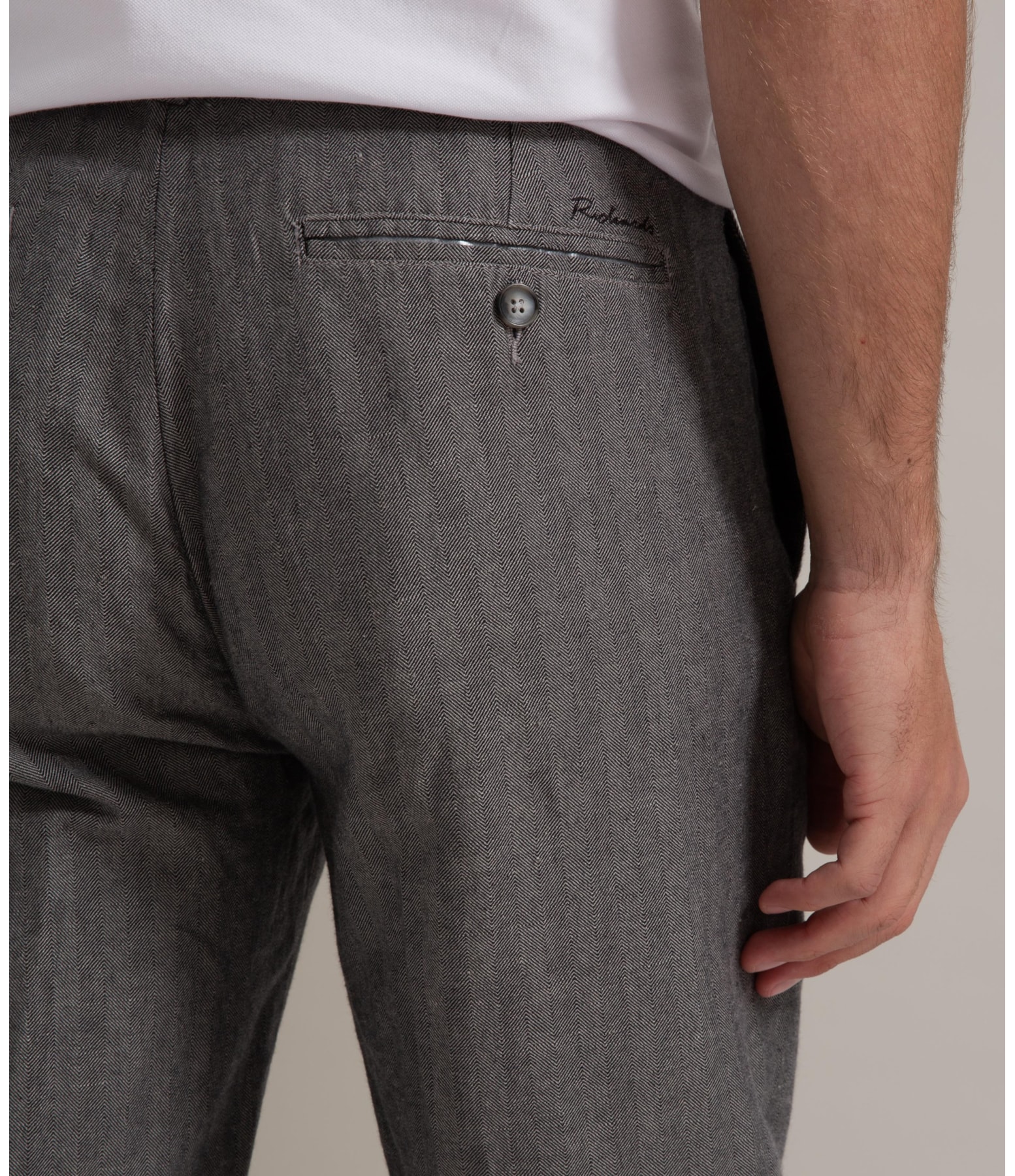 Calça Linho  Chevil Ft Chumbo Mescla