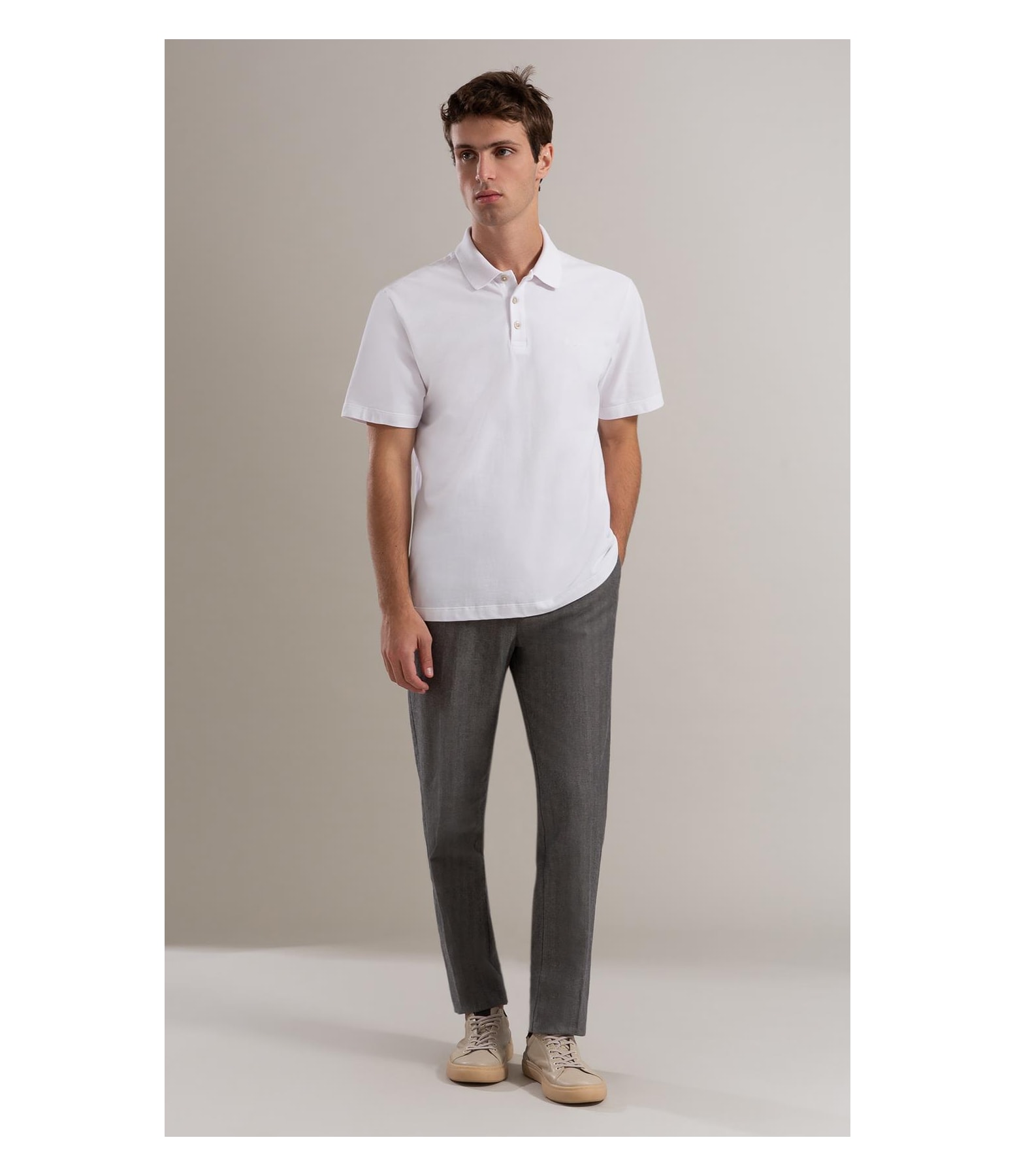 Calça Linho  Chevil Ft Chumbo Mescla