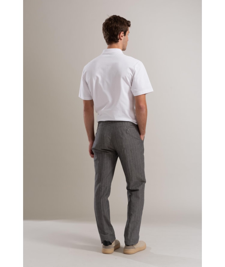 Calça Linho  Chevil Ft Chumbo Mescla