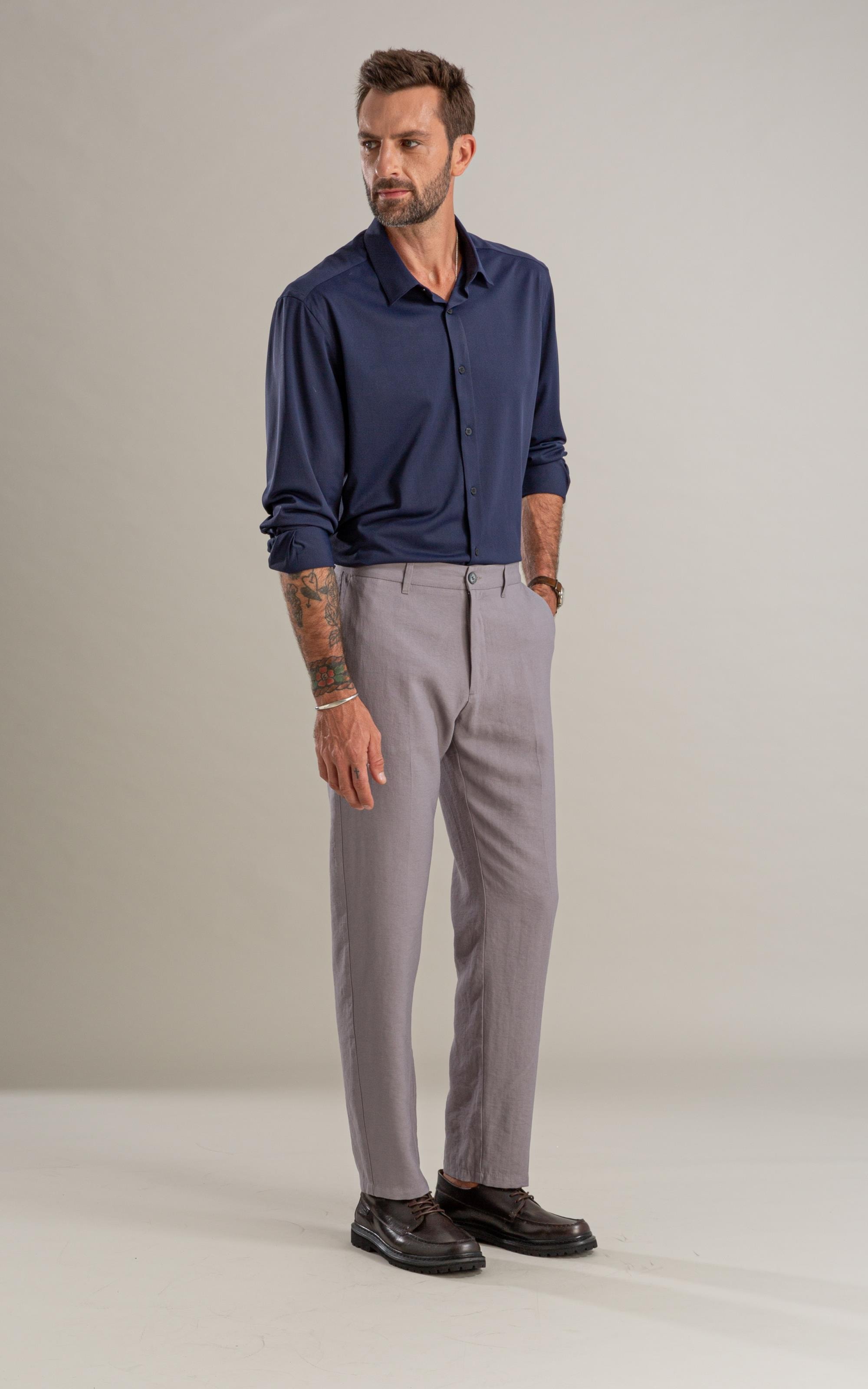 Calça Linho  Chino Classic Marant Prata