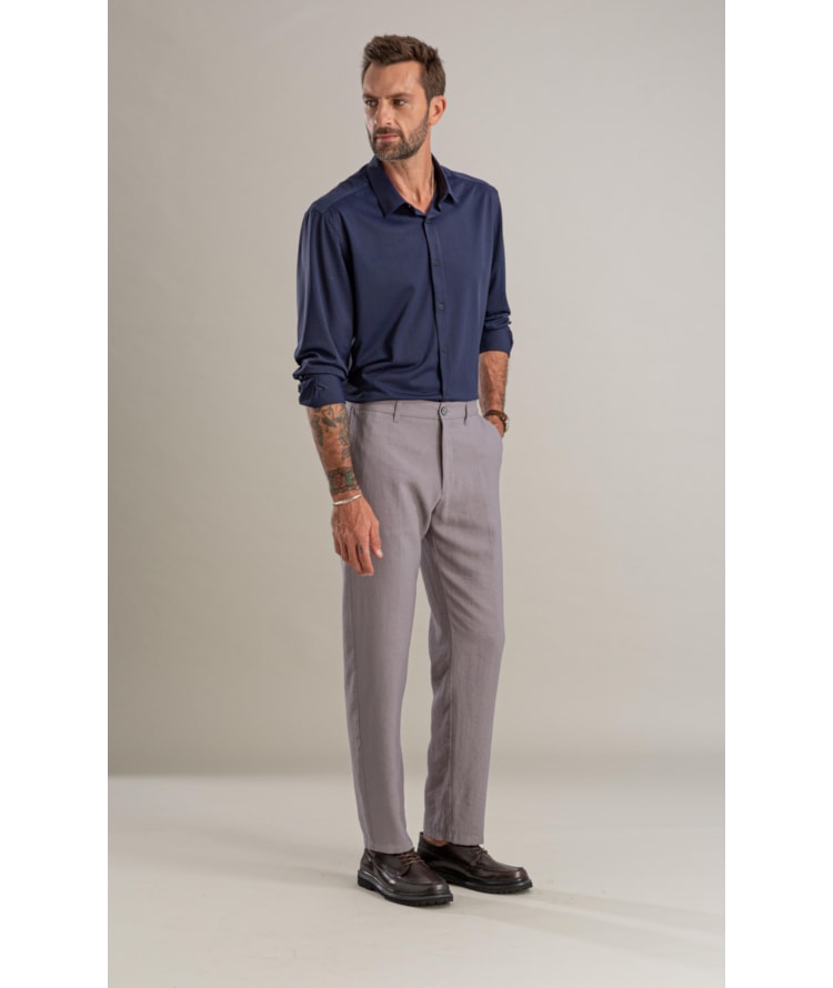 Calça Linho  Chino Classic Marant Prata